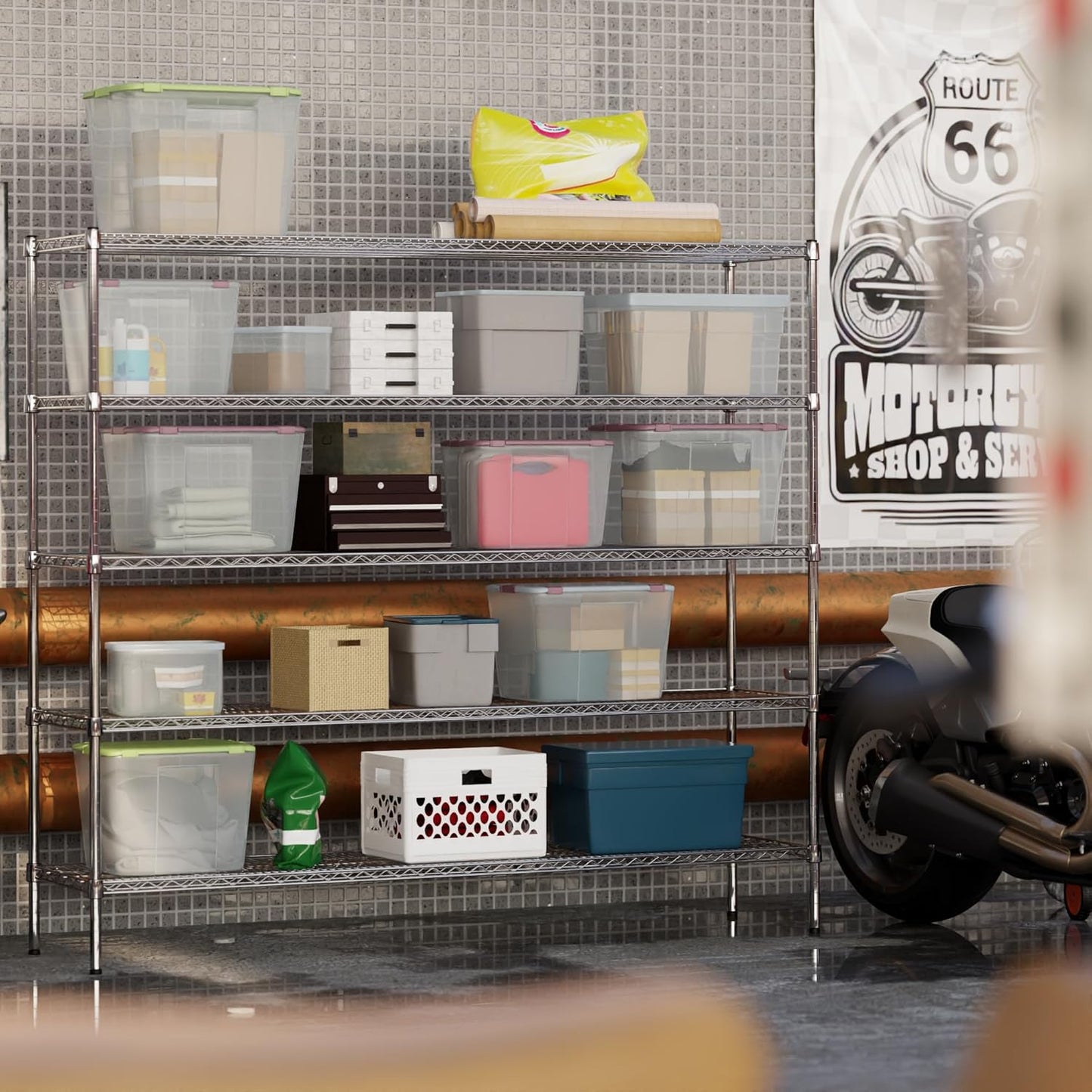 18" Deep x 72" Wide x 64" Height Wire Shelving Kit | 5-Tier | NSF Commercial Storage Rack Unit