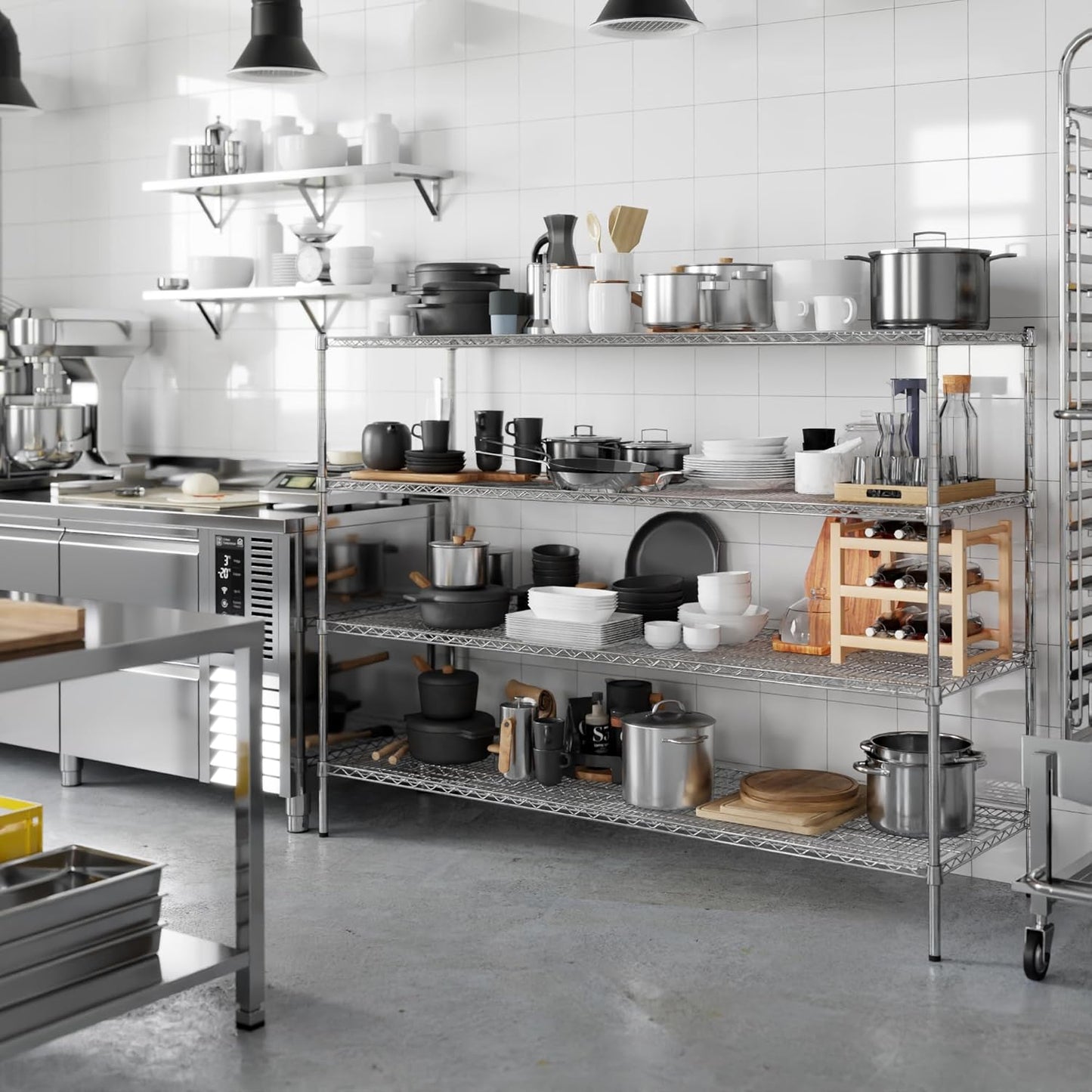 24" Deep x 72" Wide x 54" Height Wire Shelving Kit | 4-Tier | NSF Commercial Storage Rack Unit