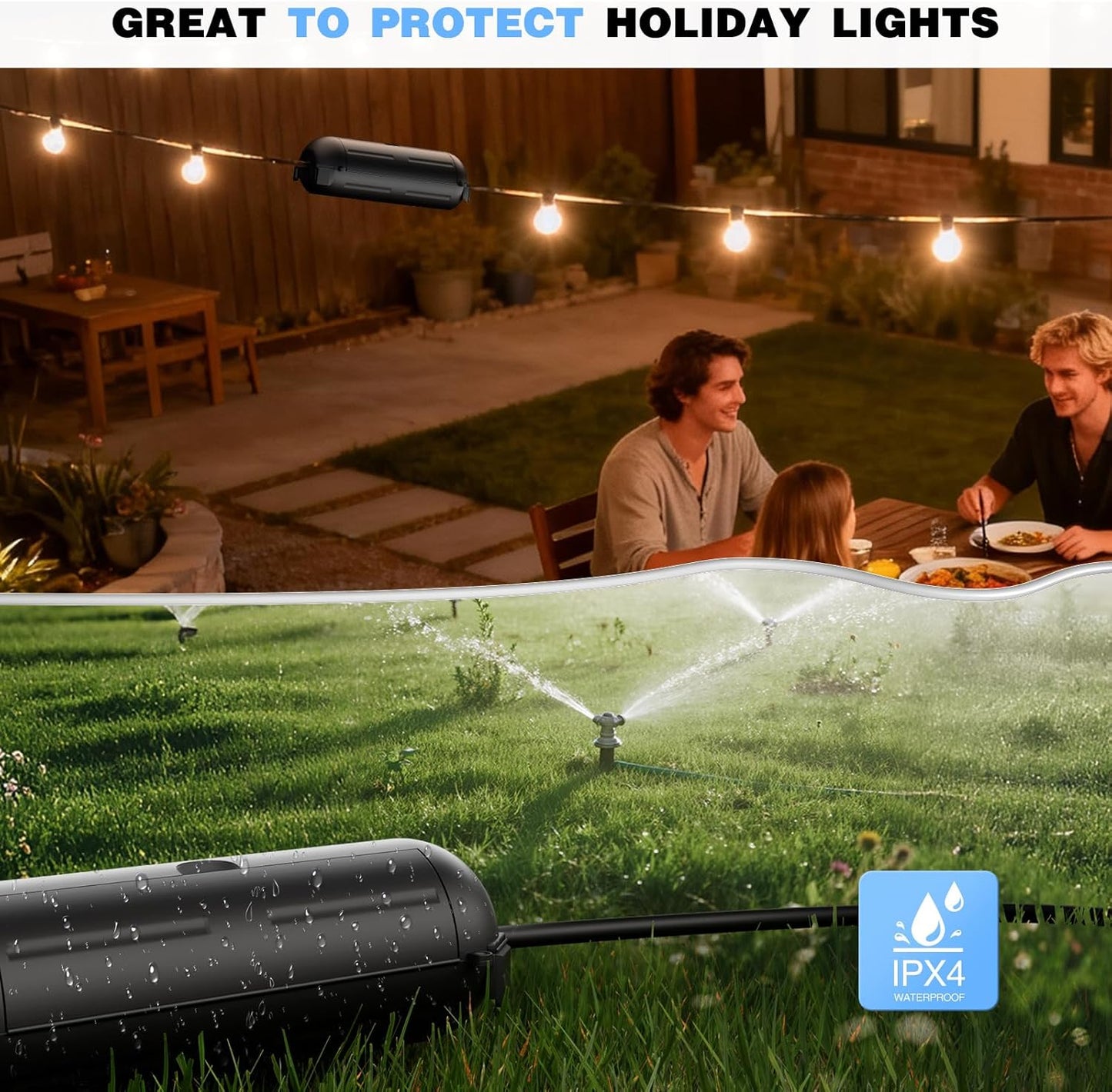 Flemoon [6 Pack] Outdoor Extension Cord Safety Cover with Waterproof Seal, Weatherproof Electrical Connection Box to Protect Outdoor Outlet, Plug, Socket, Christmas Holiday Decoration Light, Black