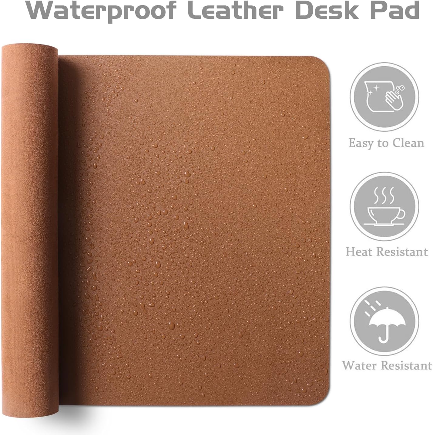 Aothia Leather Desk Pad Protector, Office Desk Mat, Large Mouse Pad, Laptop Desk Pad, Non-Slip PU Leather Desk Blotter, Waterproof Desk Writing Pad for Office and Home (Brown, 47" x 24")