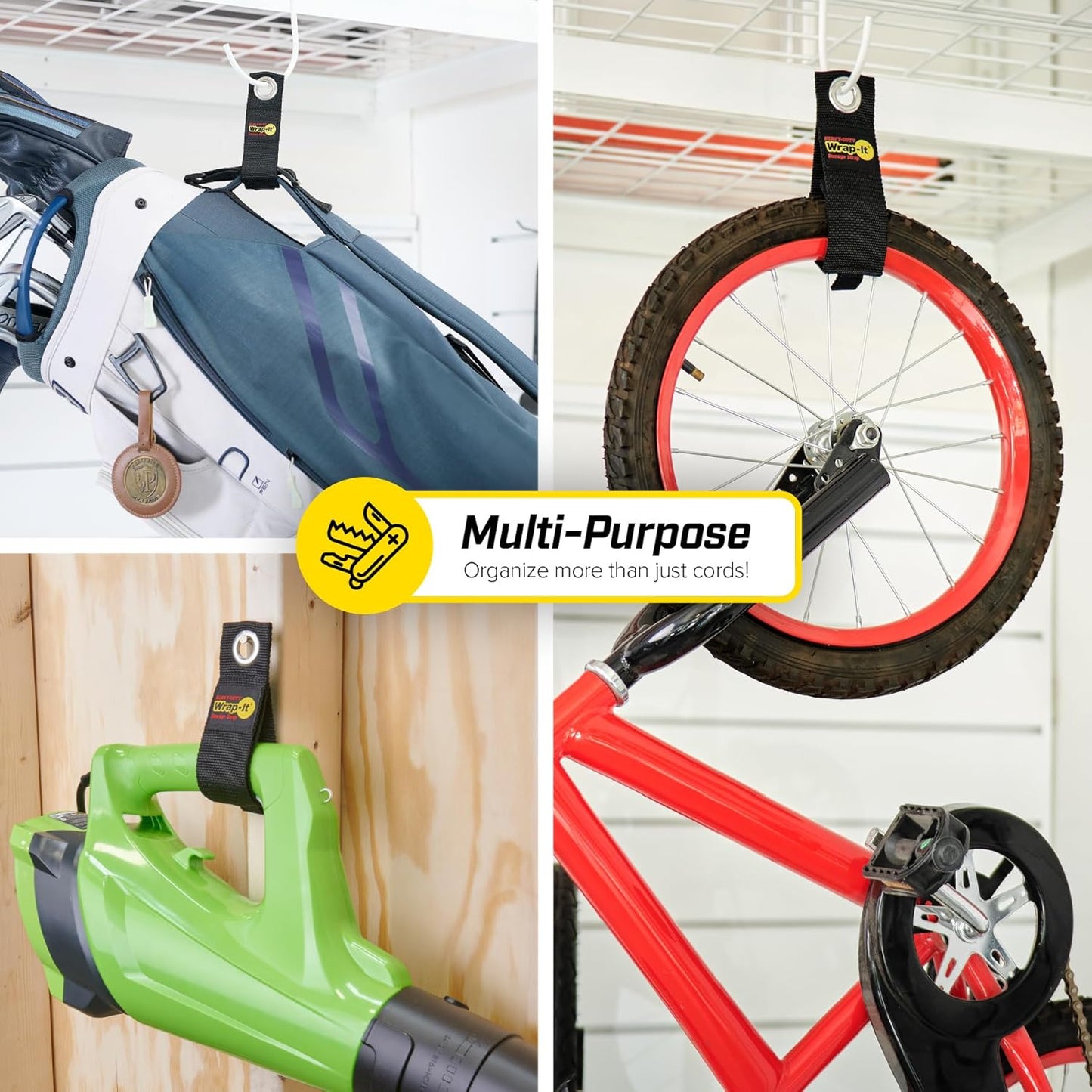 Heavy-Duty Wrap-It Storage Straps (Assorted 12 Pack) - Hook and Loop Hanging Extension Cord Organizer for Cable Management and Storage on Garage Wall, RV Gadgets and Appliances