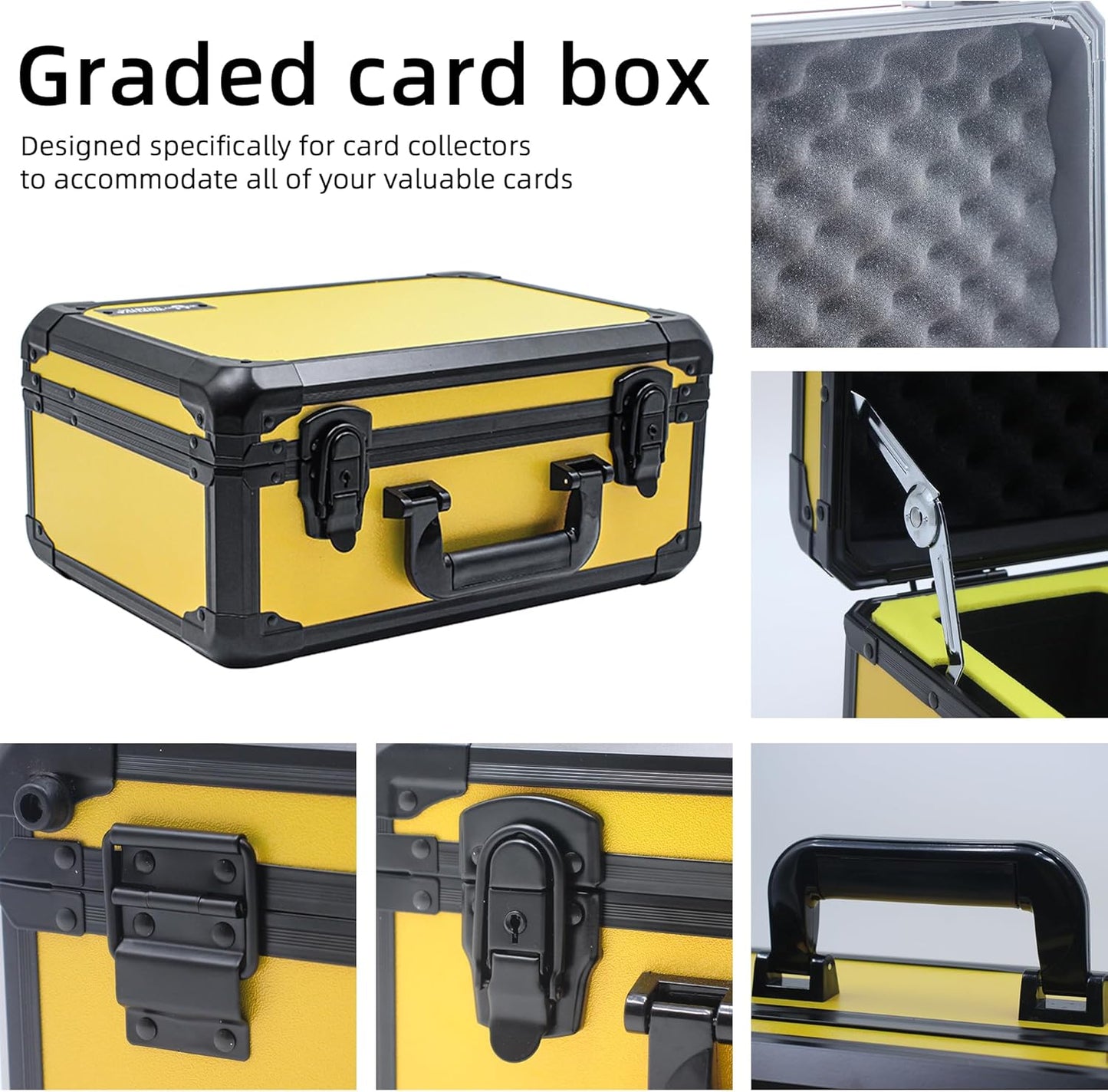 Graded Card Storage Box; Durable Sports, PSA Card Storage Case- Trading Card Storage Box - PSA Slab Case For Top Loaders (YELLOW, 14.17x11.2x7 inches)