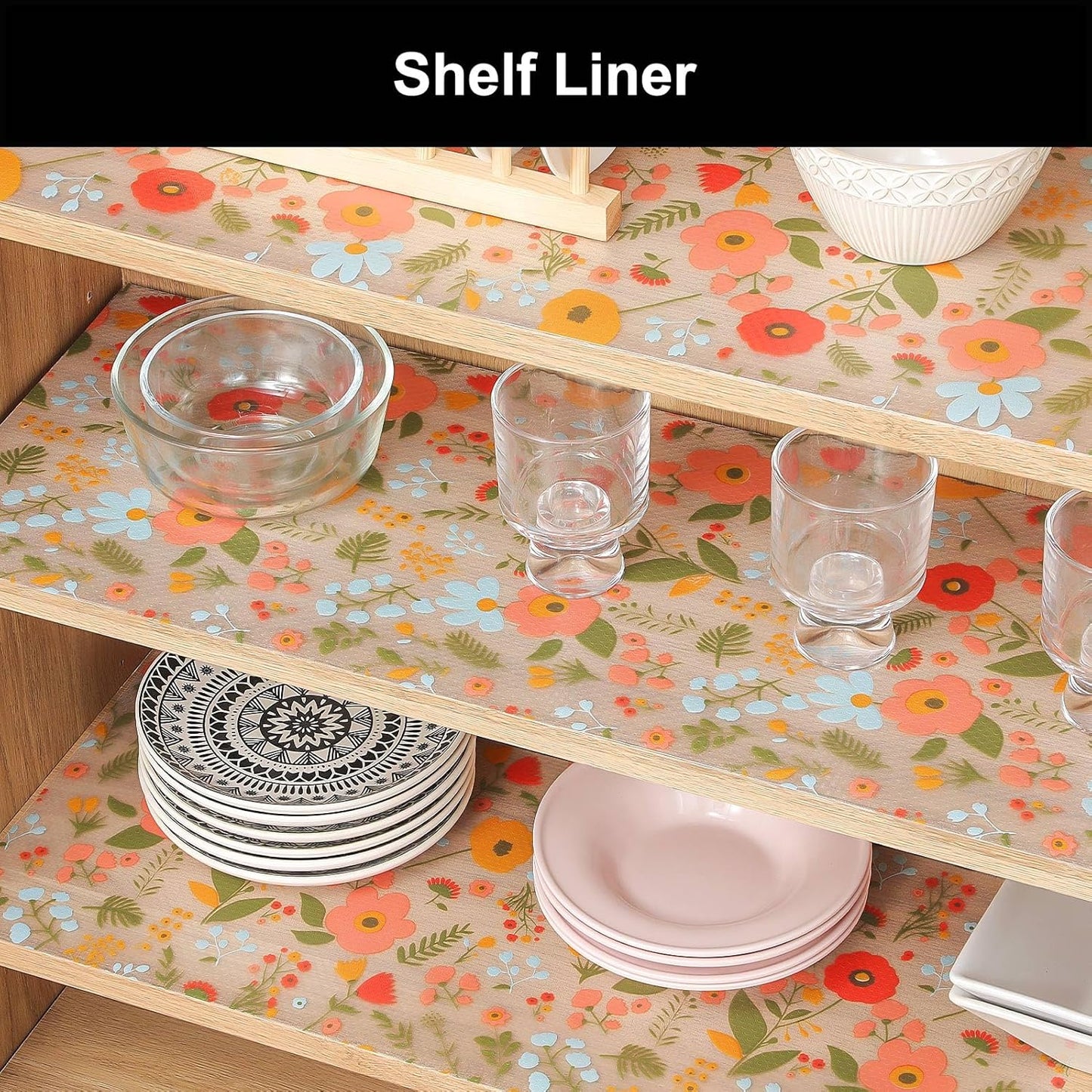 Cooyes Shelf Liner – Premium Non-Adhesive Cabinet & Drawer Liner for Kitchen – Waterproof Shelf Paper with Modern Pattern – Durable EVA Cabinet Mat – Easy to Cut (23.6" W x 236" L)