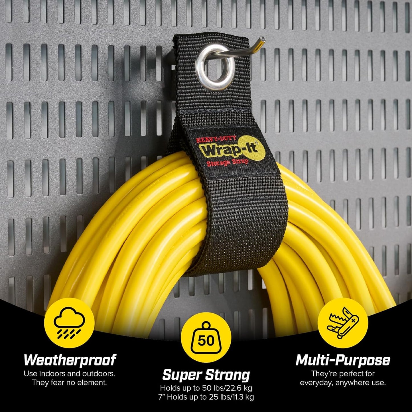 Heavy-Duty Wrap-It Storage Straps (Assorted 12 Pack) - Hook and Loop Hanging Extension Cord Organizer for Cable Management and Storage on Garage Wall, RV Gadgets and Appliances