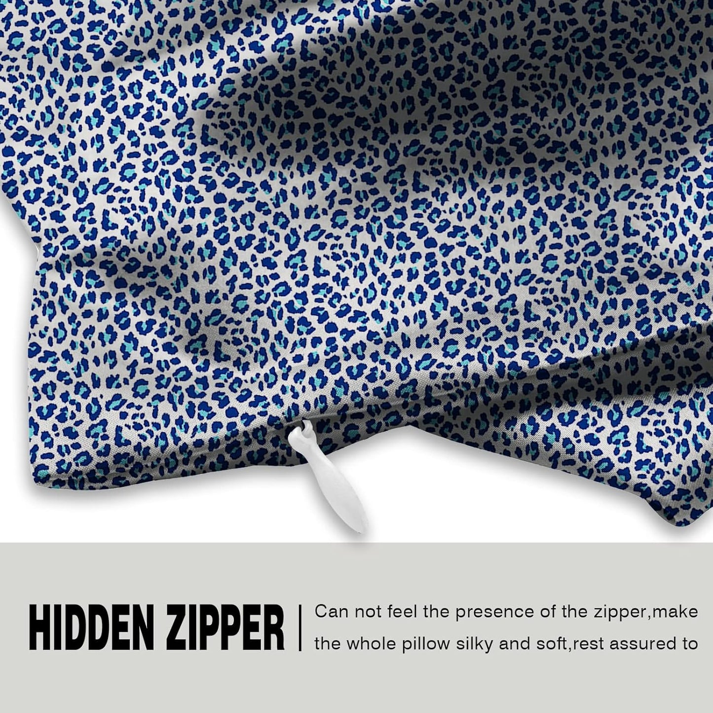 Mulberry Silk Pillowcase for Hair and Skin King Size Leopard Print Silk Pillow Cases with Zipper Soft Breathable Smooth Cooling Silk Pillow Covers for Sleeping (Blue Leopard,20"X 36",1Pcs)