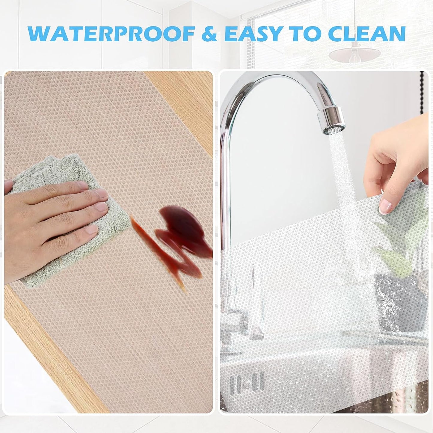Drawer Liners, Waterproof Shelf Liner, Anti-Slip Non-Adhesive BPA Free Kitchen Cupboard Cabinet Liner Refridge Fridge Mats Sink Protector Strong Durable for Home (Clear/11.8in x 20Ft)