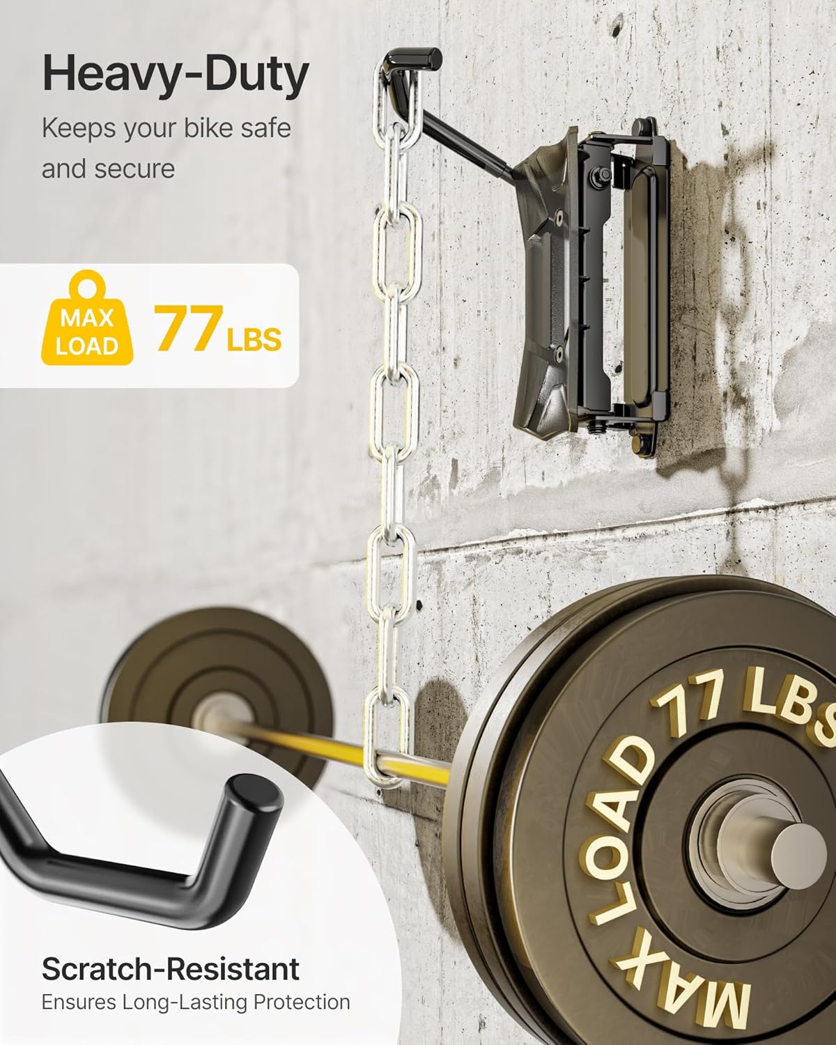 monTEK Heavy Duty Bike Wall Mount, Swivel Bike Wall Hanger Holds Up to 77lbs, Space-Saving Bike Rack Garage, Bike Storage for Bedroom Home Office, 2 Pack