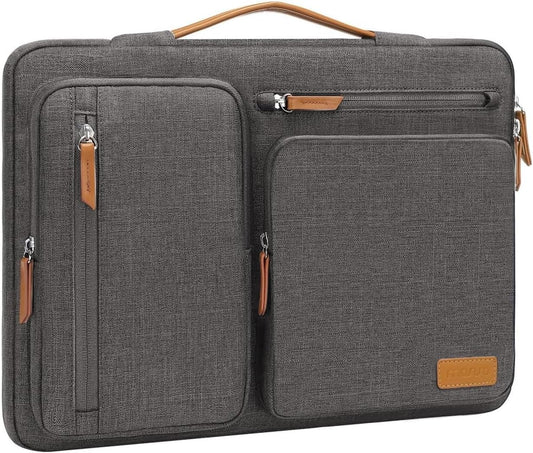 MOSISO 360 Protective Laptop Case 13.3 inch, 13-13.3 inch Laptop Sleeve Compatible with MacBook Air/Pro 13 / Pro 14,HP Dell Acer ASUS,Side Open Carrying Case with 4 Zipper Pockets&Handle, Taupe Gray