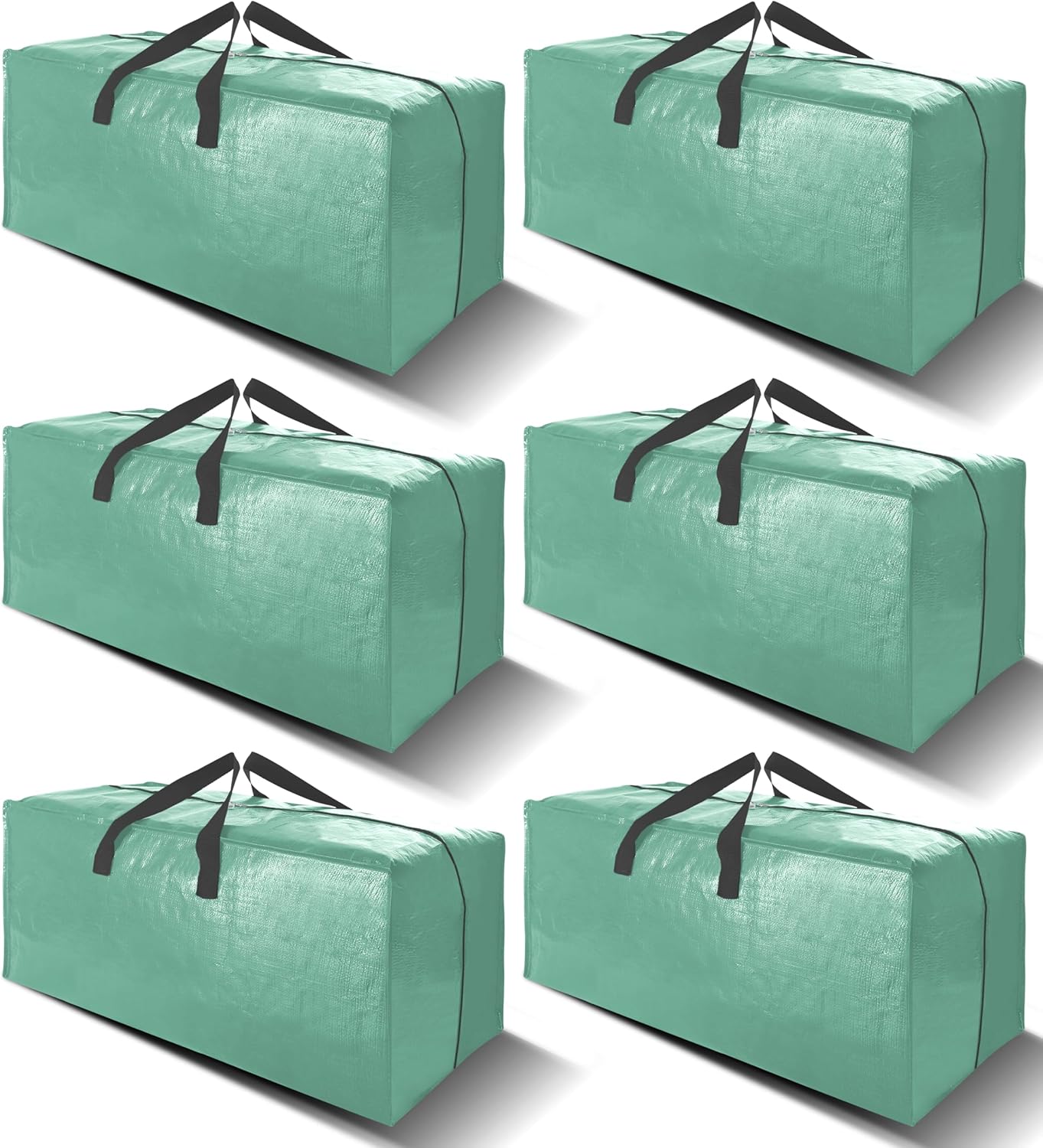 6 Pack Heavy Duty Extra Large Moving Bags W/Backpack Straps - Strong Handles & Zippers, Storage Totes For Space Saving, Fold Flat, Alternative to Box and Bin (40 gal, Teal)