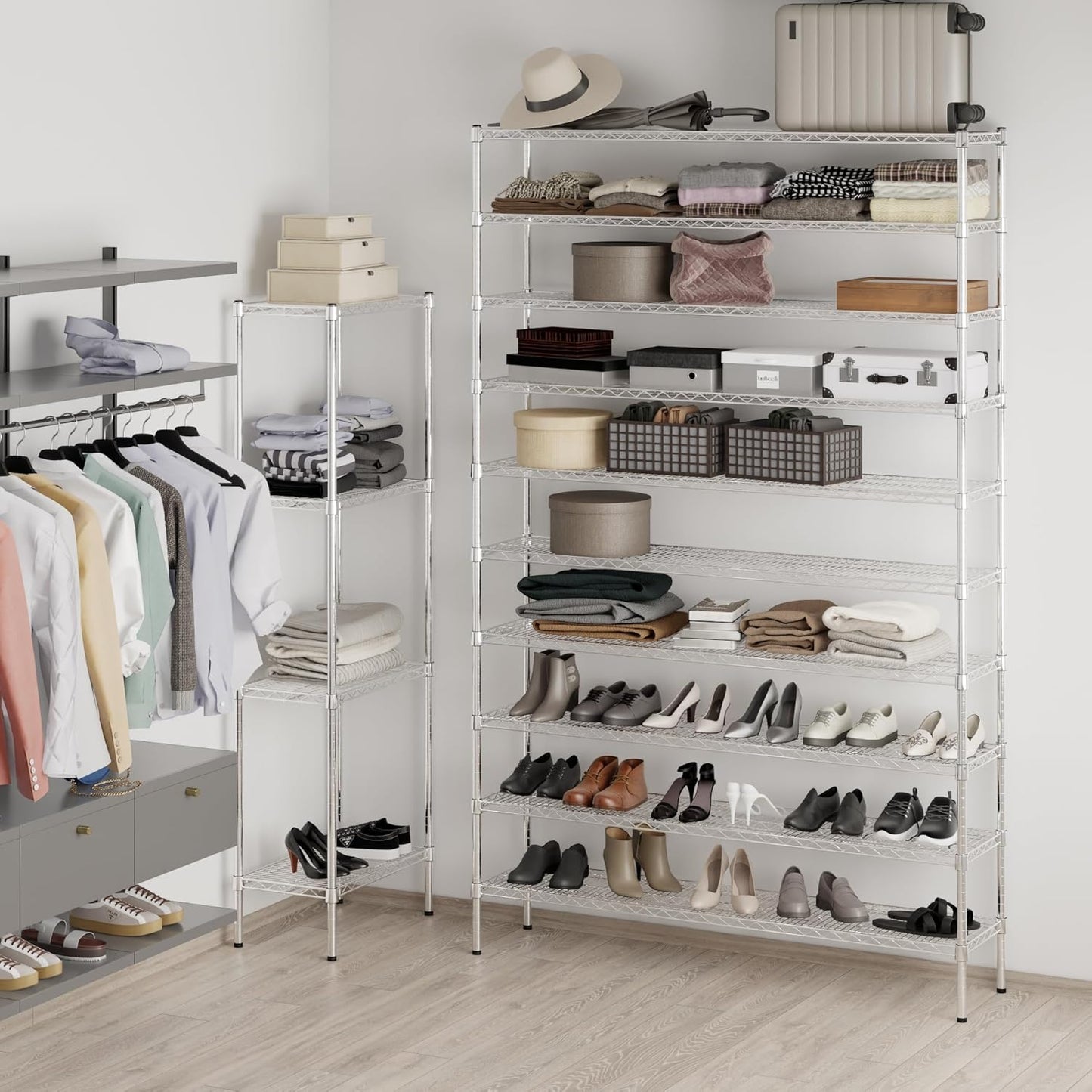 14" Deep x 60" Wide x 96" Height Wire Shelving Kit | 10-Tier | NSF Commercial Storage Rack Unit
