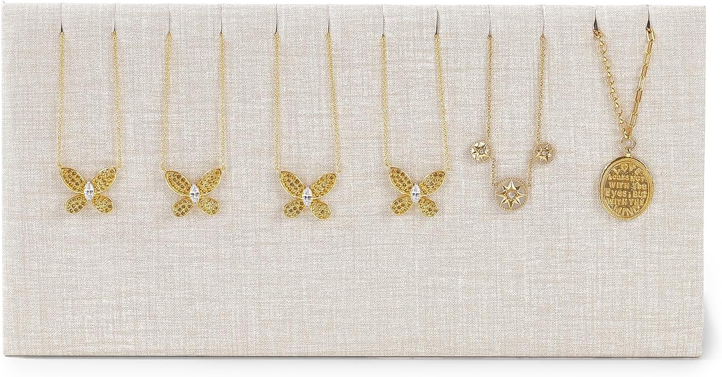 Leather Necklace Display Stand Necklace Bracelet Display Holder Stand with Hooks For Jewelry Storage Display (White)