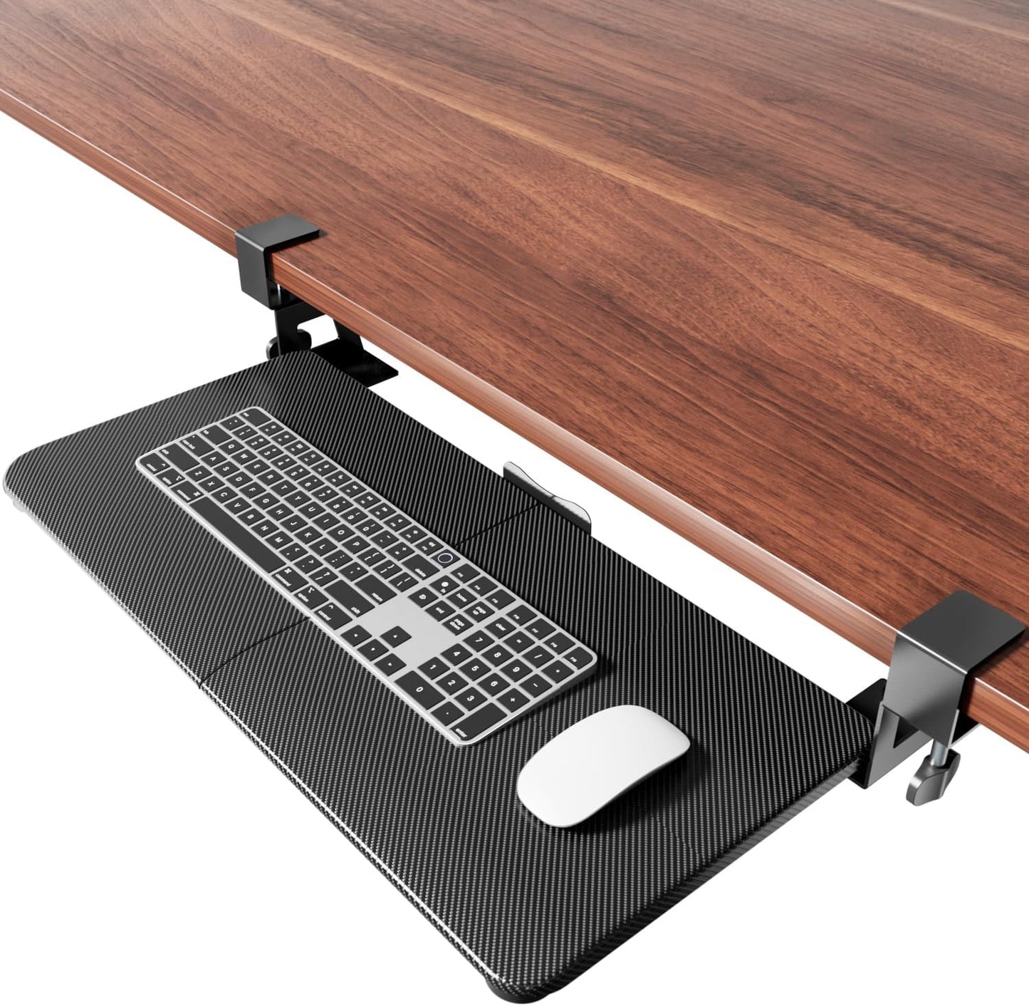 NearHub Large Keyboard Tray Under Desk Slide Out with Extra Sturdy C Clamp Mount System,26'' (30'' including Clamps) x11 Slide-Out Keyboard Drawer Under Desk for Typing,Keyboard Mouse Tray,Black