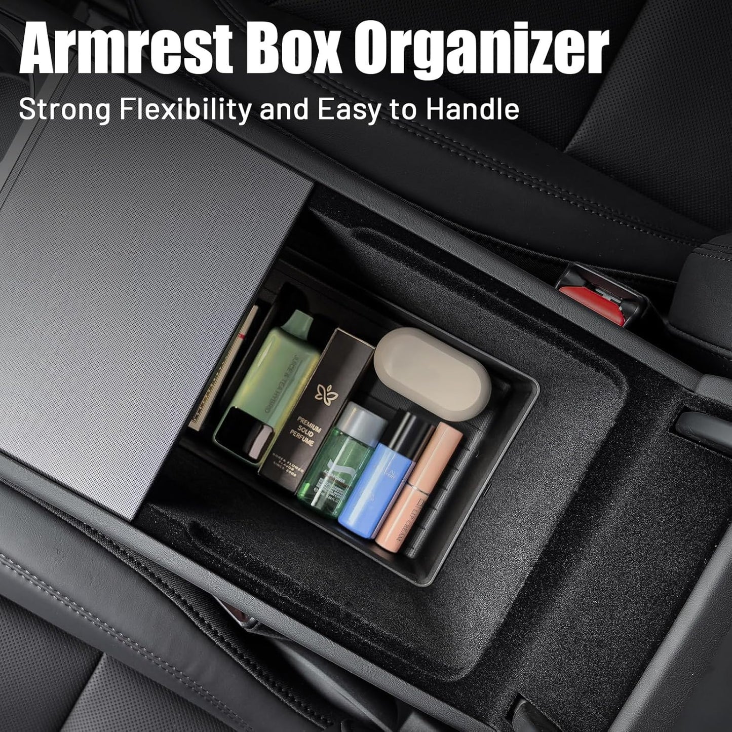 2 Pcs Center Console Organizer Bottom Trays for New Tesla Model Y Juniper Accessories 2025 2026 Armrest Box Base Tray Storage