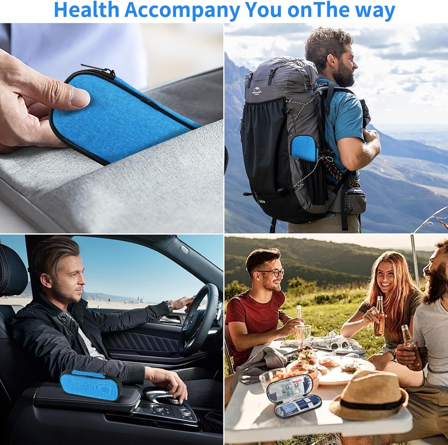 Insulin Pen Cooler Travel Case with 2 Reusable TSA Approved Ice Packs, Diabetic Medication Insulated Cooler Bag for Insulin Pens and Other Diabetic Supplies Storage Blue