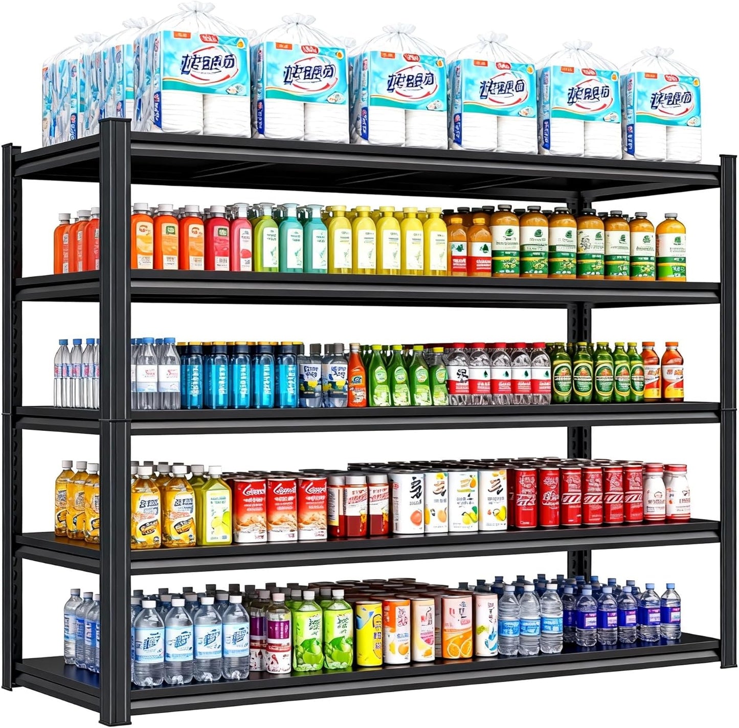 Garage Storage Shelves,5 Tier Shelving Unit, 40 inch Wide, 18” Deep, 78” Tall Organizer Metal Shelf for Basement/Laundry/Pantry Heavy Duty, Adjustable,Easy to Install (5Tier-45.3"Wx19.7"Dx63"H)