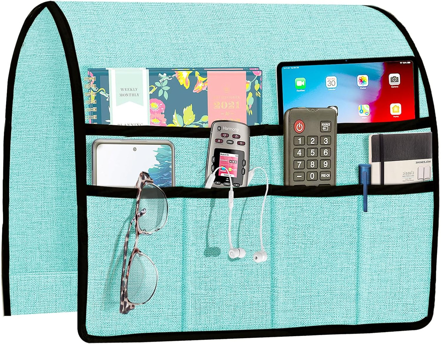 Joywell Remote Control Holder for Recliner Armchair Caddy Couch Armrest Organizer Sofa Arm Chair Caddie with 6 Pocket Storage for Magazine, Tablet, Phone, iPad, Teal