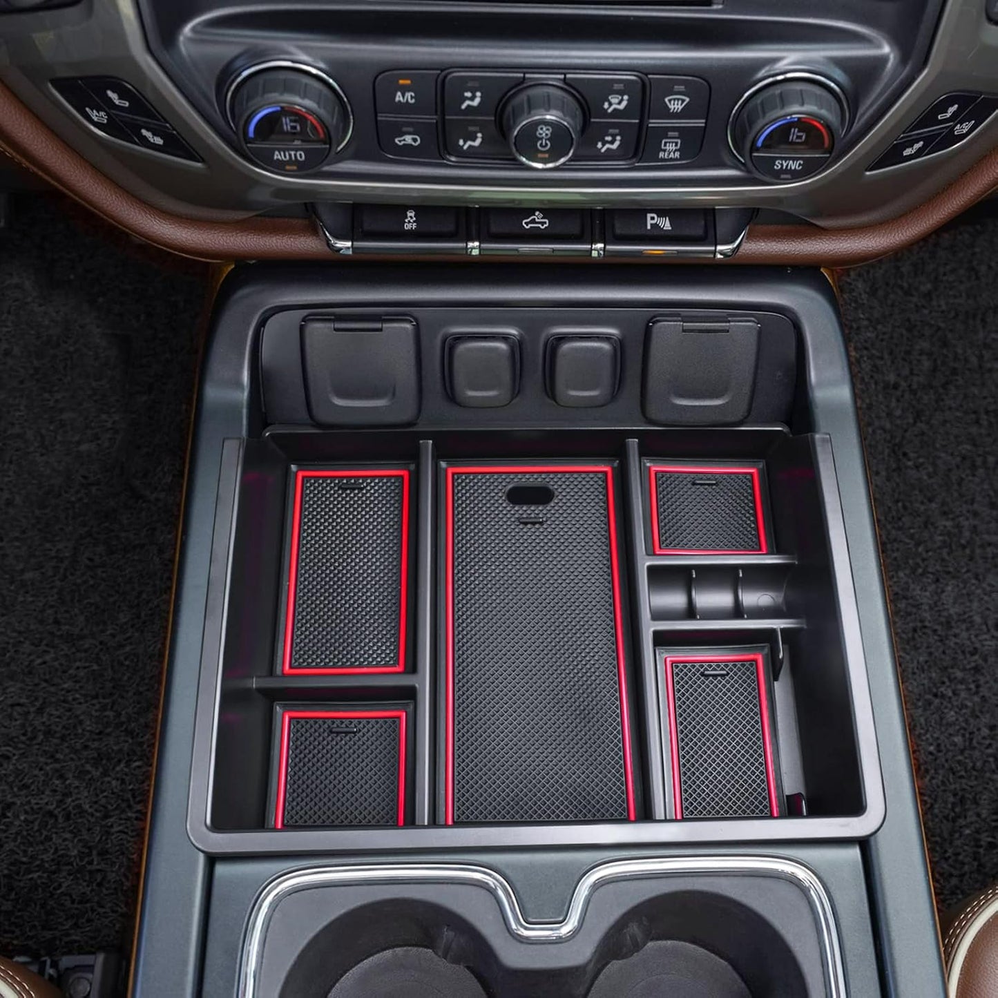 EDBETOS Console Organizer Compatible with 2014-2018 Chevy Silverado/GMC Sierra 1500 and 2015-2019 Silverado/Sierra 2500HD/3500HD Accessories Compartment Insert Tray - Full Console w/Bucket Seats ONLY