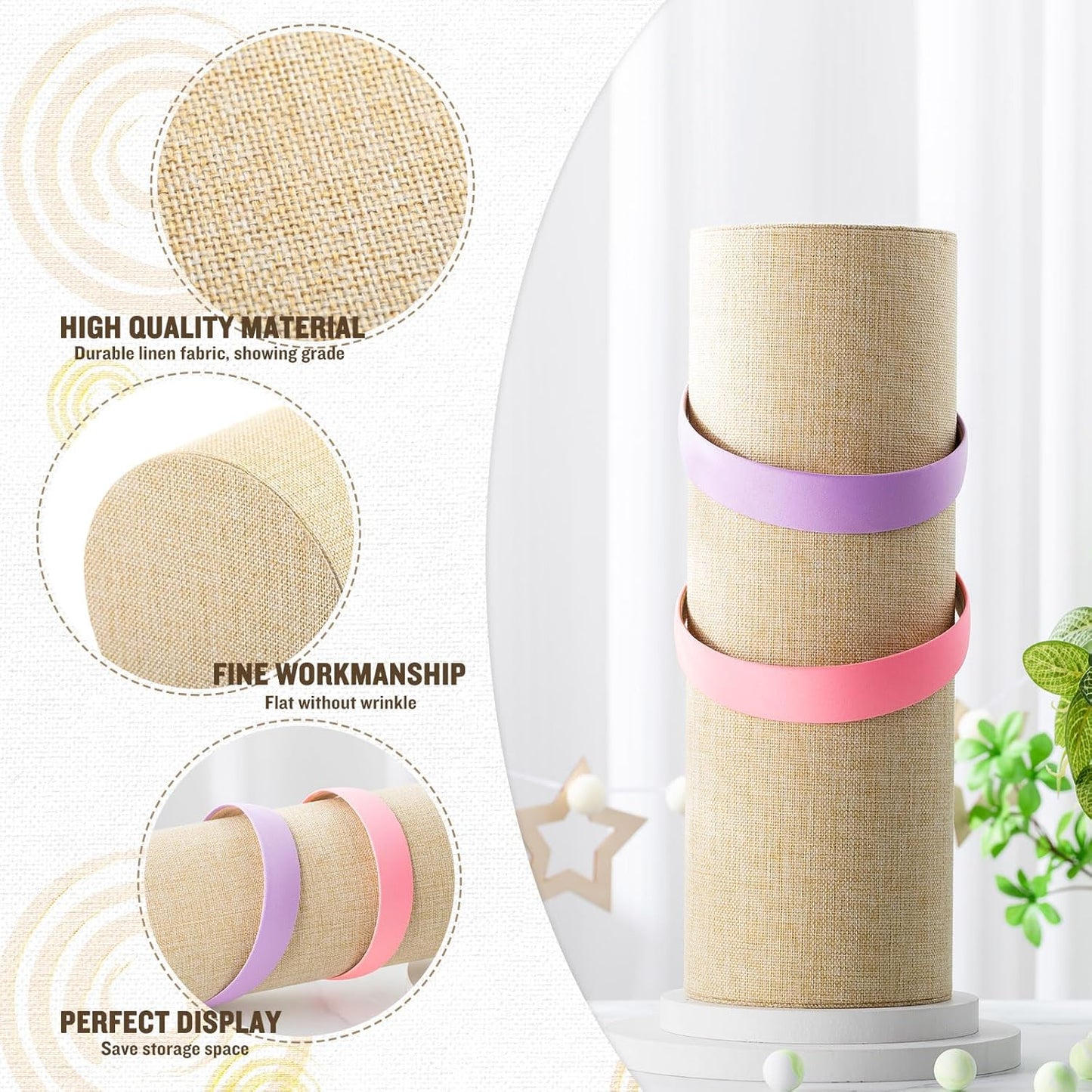 Geetery 2 Pcs Vertical Headband Holder Organizer Hairband Display Stand Headband Stand for Women Hair Hoop Accessories(Beige)