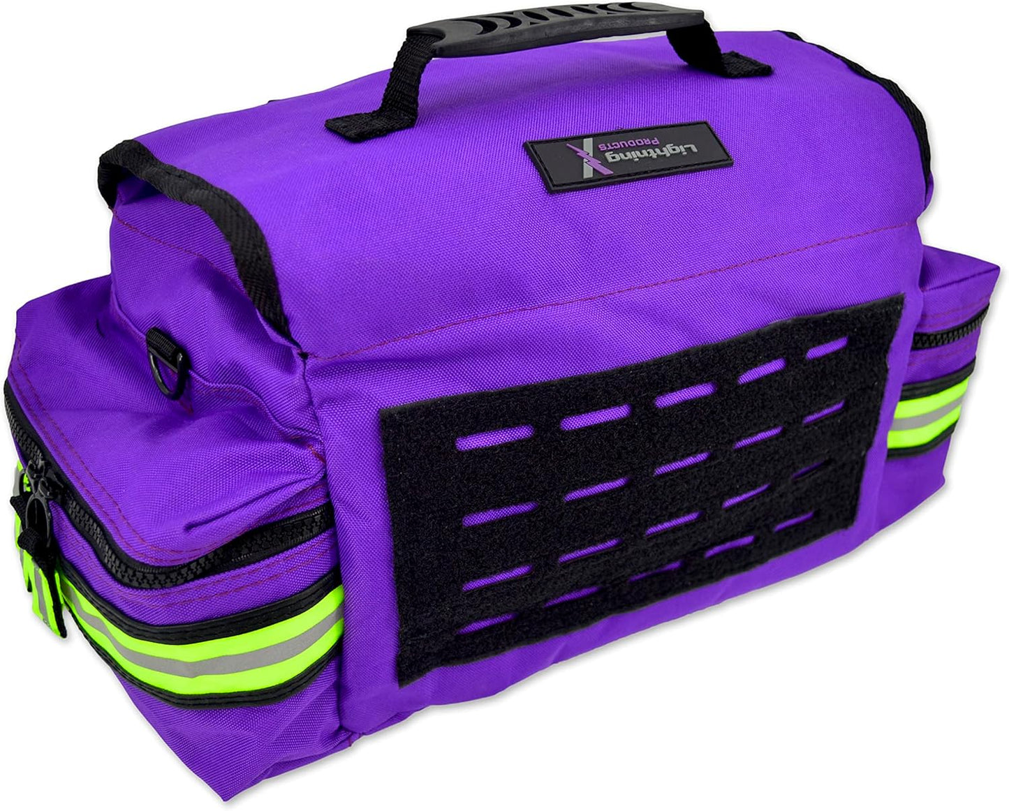 Lightning X Personalized First Responder EMT EMS Trauma Bag w/Stocked First Aid Fill Kit B & Custom Embroidered Name Patch (Purple)
