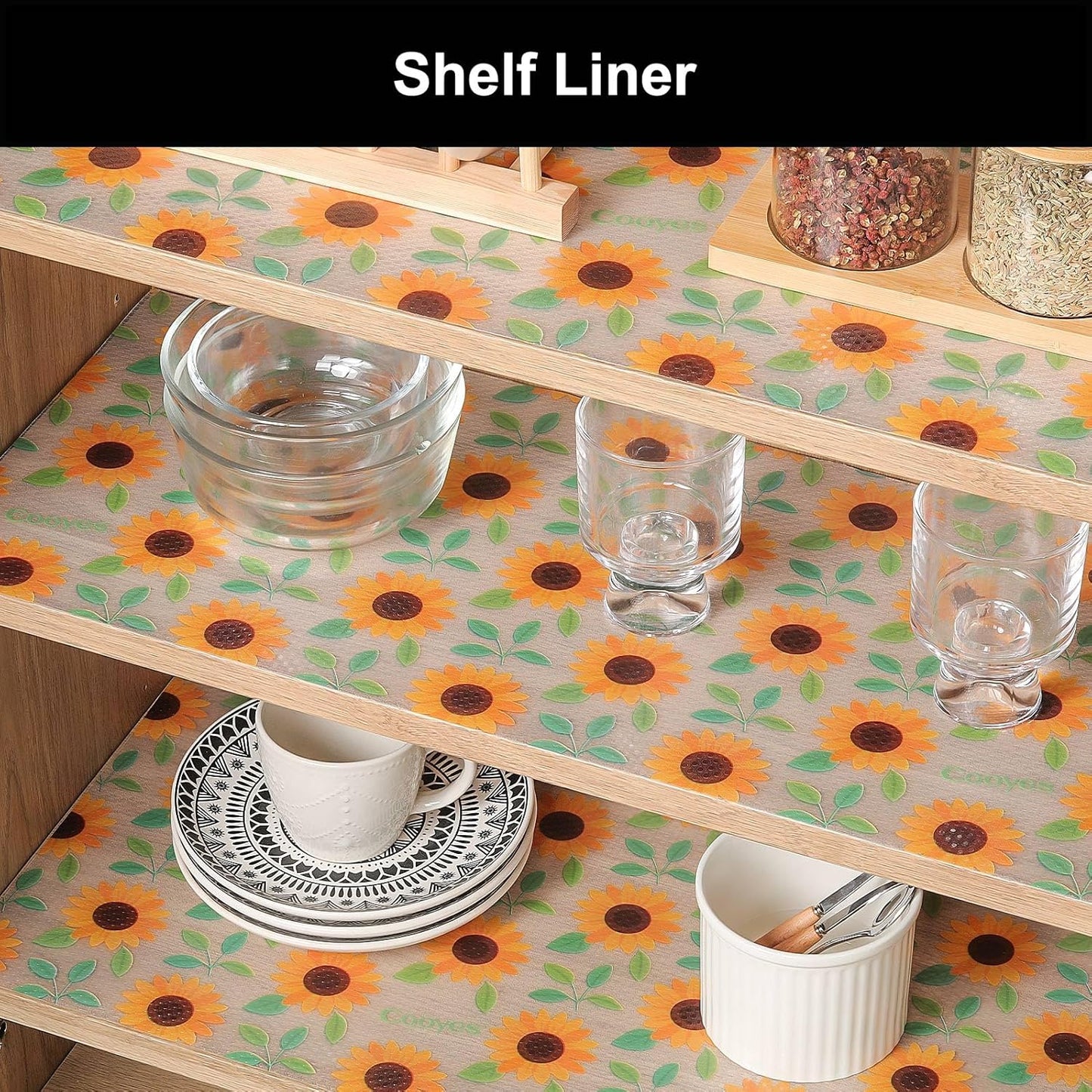 Cooyes Shelf Liner – Premium Non-Adhesive Cabinet & Drawer Liner for Kitchen – Waterproof Shelf Paper with Modern Pattern – Durable EVA Cabinet Mat – Easy to Cut （23.6" W x 236" L）