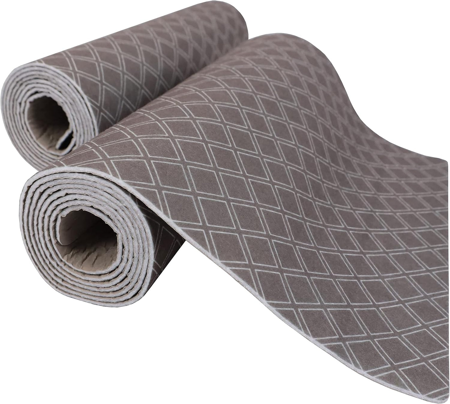 Drymate Premium Luxury Shelf & Drawer Liner, Thick Cushioned Fabric, Non-Adhesive, Absorbent, Waterproof, Slip-Resistant, Liners for Kitchen Cabinets, Cupboards (USA Made)(12”x59”)(2-Pack)(Taupe)