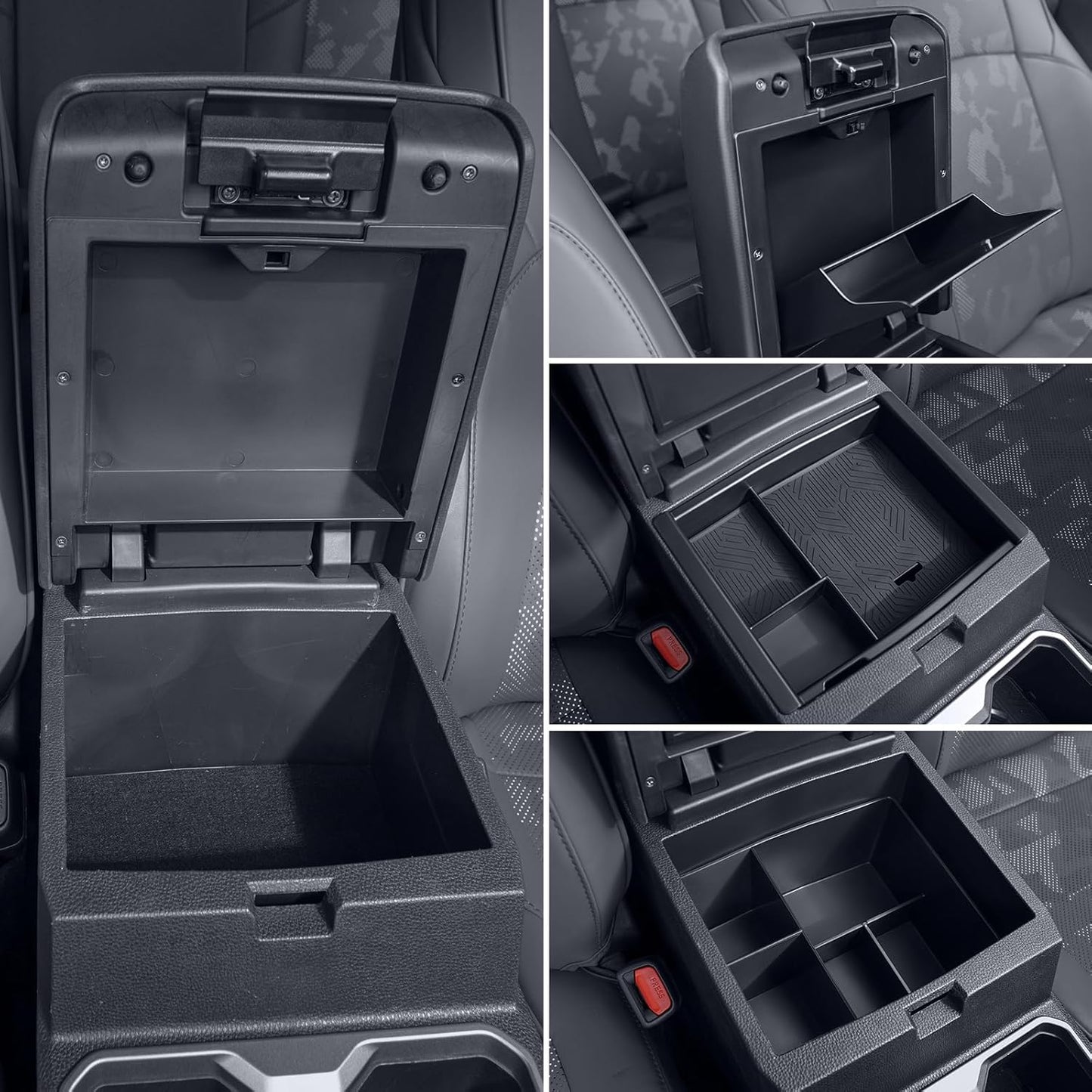 Center Console Divider Organizer for 2024 2025 Toyota Tacoma 4th Gen Accessories Interior Secondary Storage Insert Armrest Hidden Secret Middle Console Storage Box Tray Coin Holder