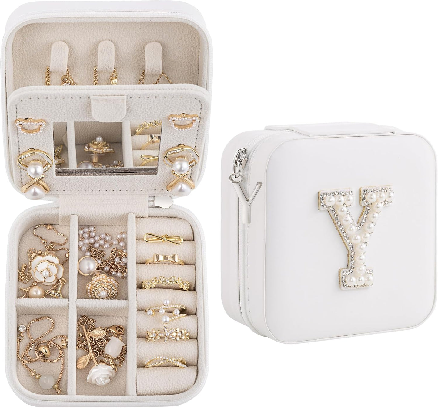 Birthday Gifts For Women, Initial Jewelry Box, Travel Jewelry Case, Gifts for Wife Girlfriend, Small Travel Jewelry Organizer, Gift for Girls, Graduation Gifts for Her, Bridesmaid Gifts