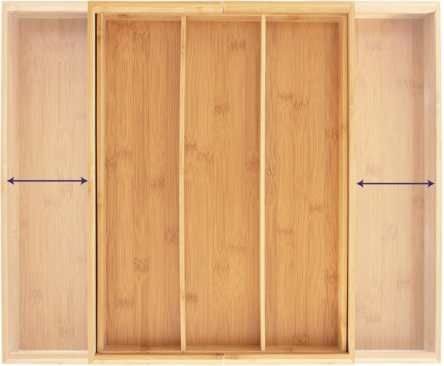 Totally Bamboo Expandable 5-Compartment Drawer Organizer, Expands from 13 to 22" Wide