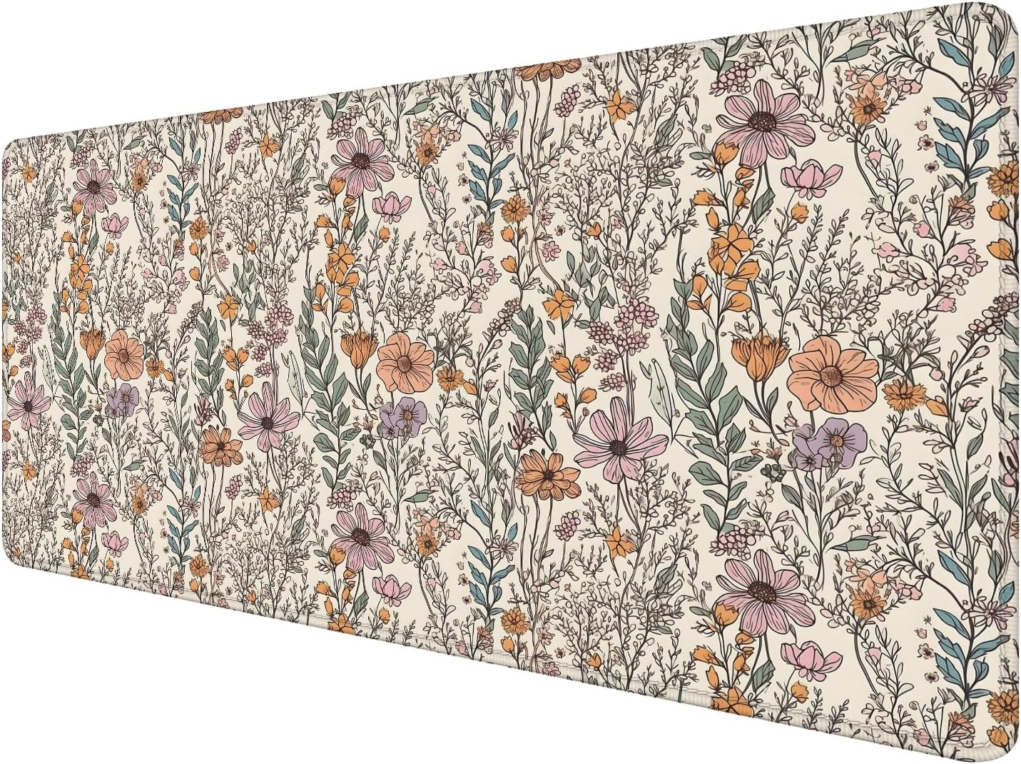 Vintage Rustic Wildflower Floral Large Mouse Pad 31.5x15.7inch, Retro Cottagecore Botanical Flower Large Extended Computer Desk Mat Mousepad for Keyboard and Mouse, Floral Desk Accessories