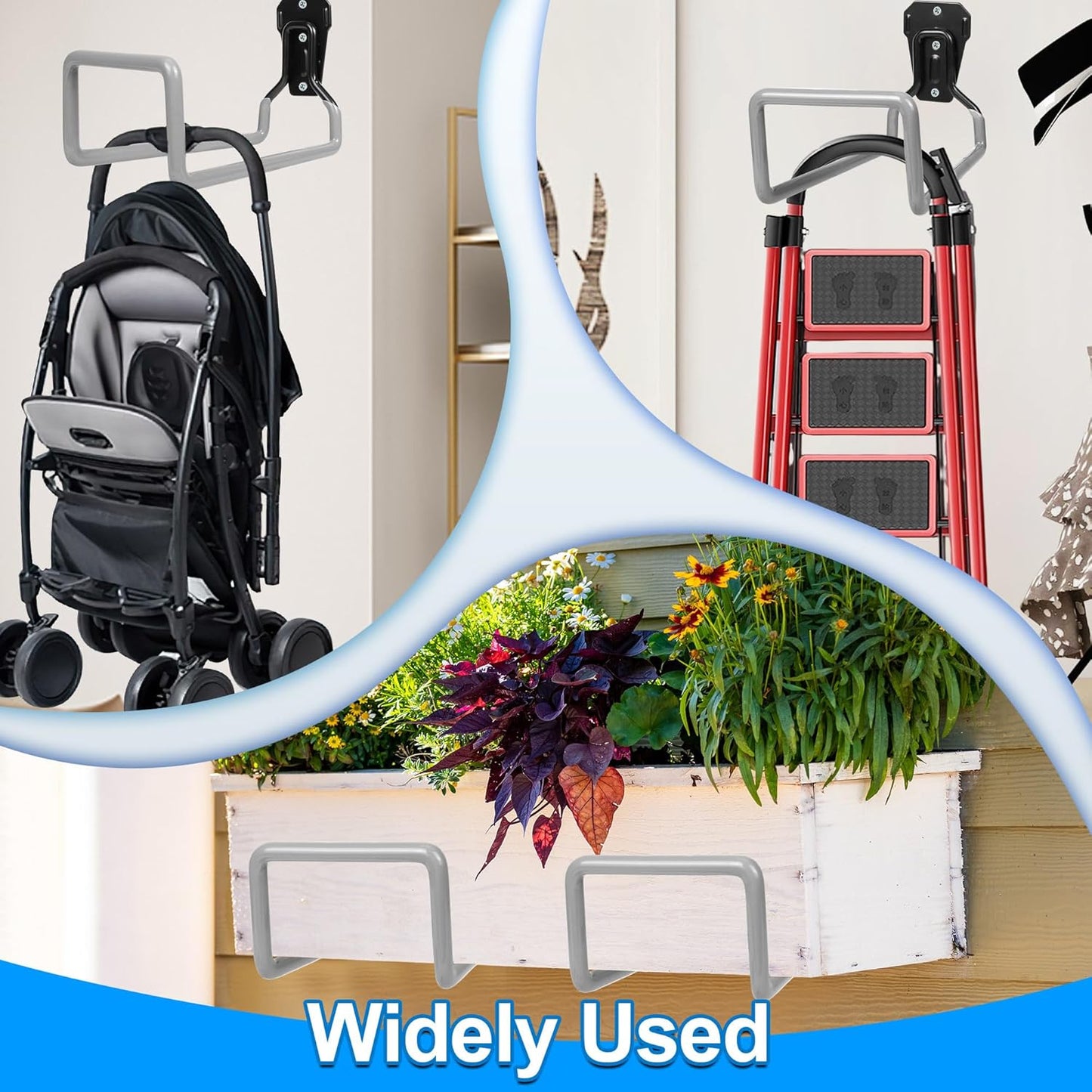 Garden Hose Holder - Metal Garden Hose Reel Wall Mounted Water Hose Holders for Outside, Heavy Duty Hose Hanger for Water Hose Storage