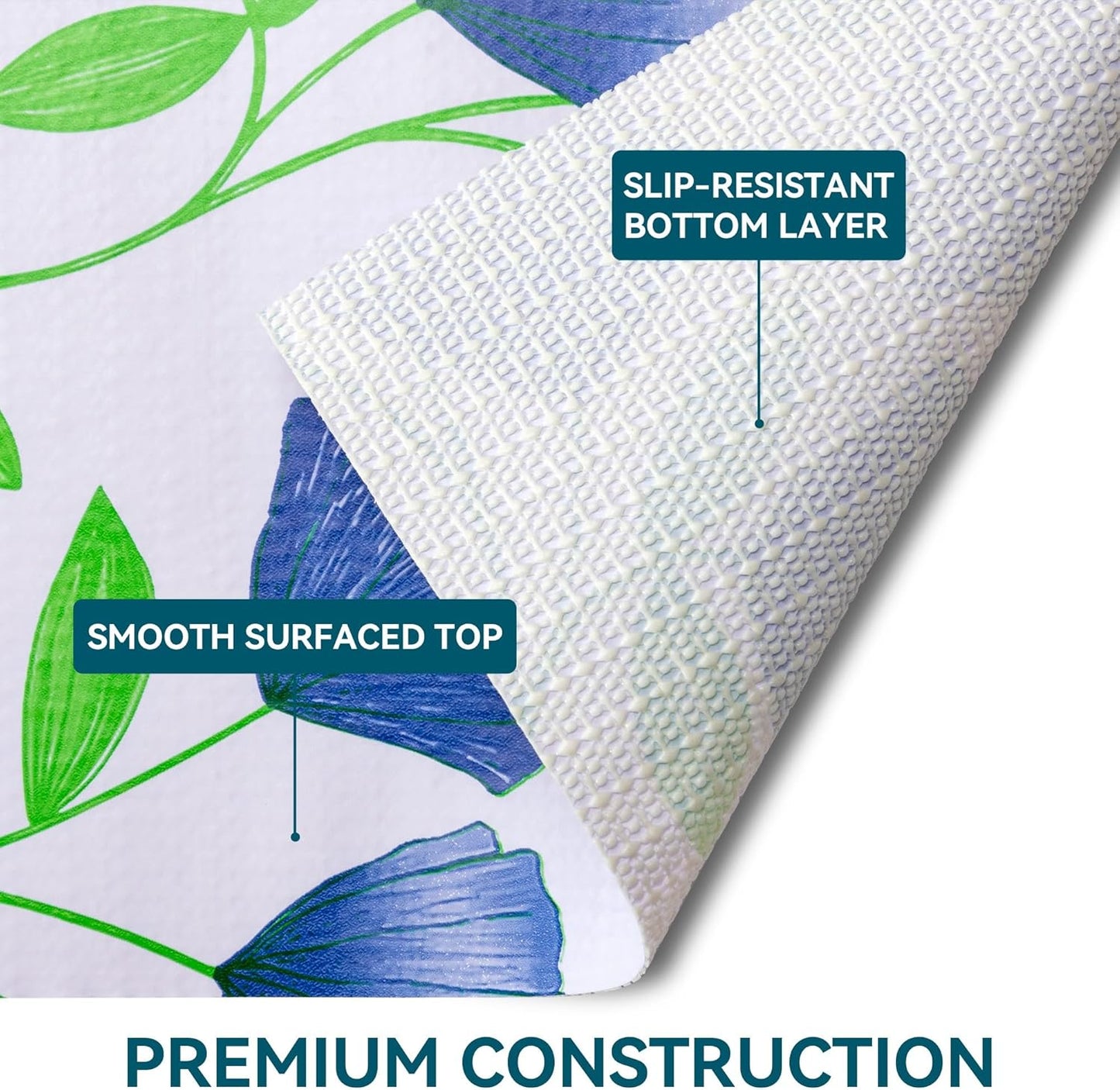 2 Rolls 18" W x 192" L Floral Drawer and Shelf Liner for Cabinets, Non-Adhesive Strong Grip Non-Slip Flower Shelf Cabinet Kitchen Shelf Liners for Kitchen Cabinets