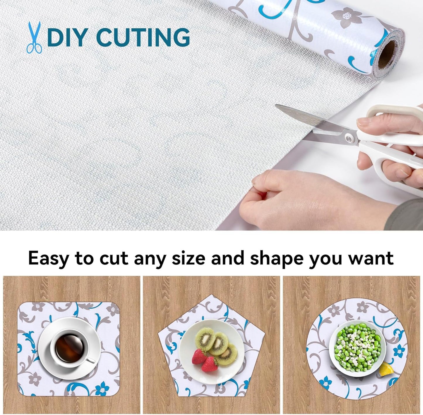 2 Rolls 18" W x 96" L Floral Drawer and Shelf Liner for Cabinets, Non-Adhesive Strong Grip Non-Slip Flower Shelf Cabinet Kitchen Shelf Liners for Kitchen Cabinets