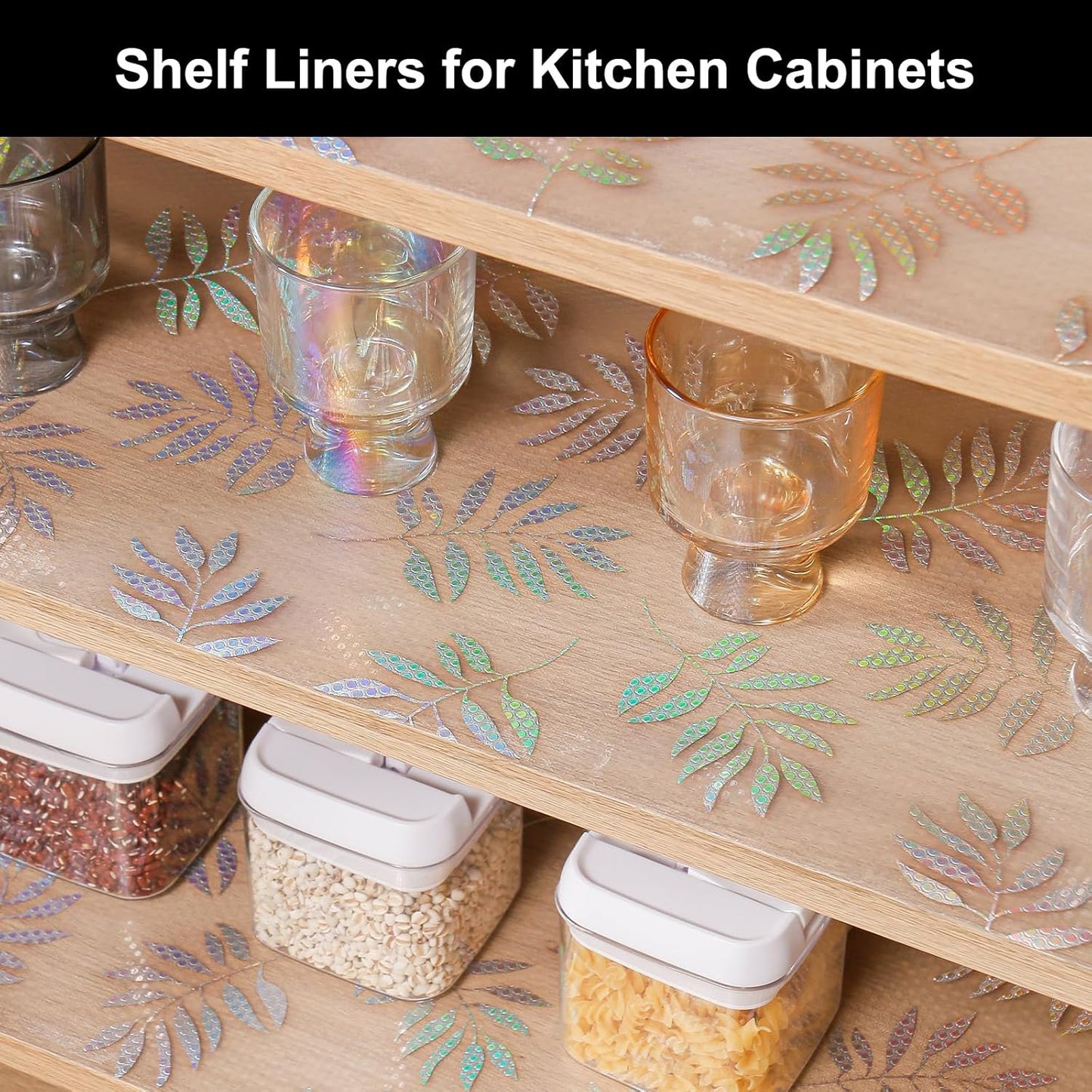 Cooyes Shelf Liner – Premium Non-Adhesive Cabinet & Drawer Liner for Kitchen – Waterproof Shelf Paper with Modern Pattern – Durable EVA Cabinet Mat – Easy to Cut （23.6" W x 360" L）