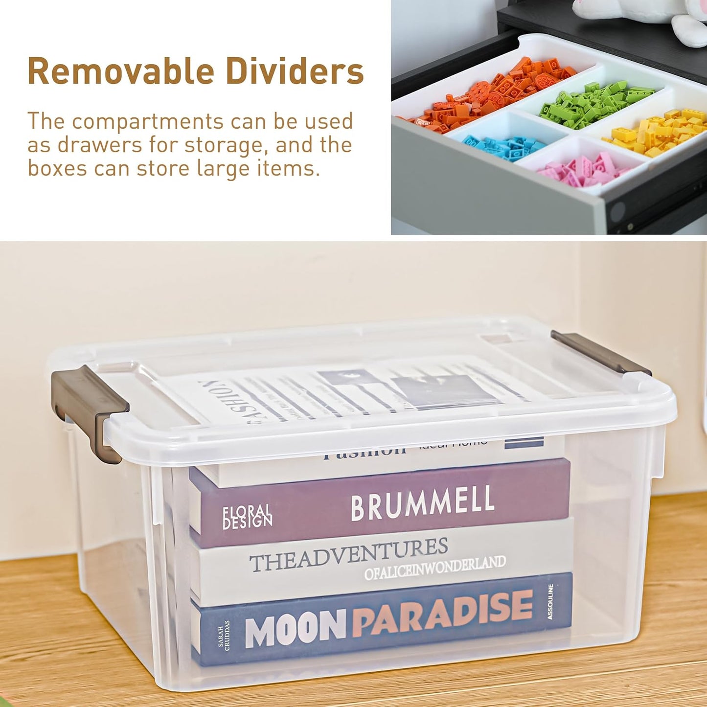 Citylife 17 QT Plastic Storage Box with Removable Tray Craft Organizers and Storage Clear Storage Container for Organizing Bead, Tool, Sewing, Playdoh, 2 Packs