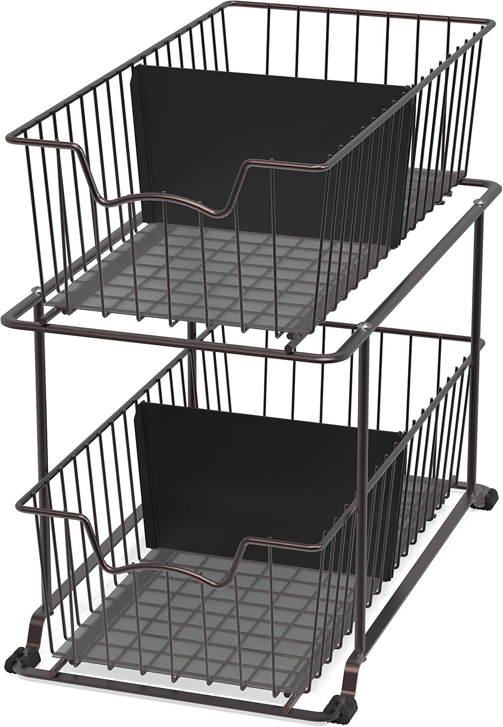 SimpleHouseware 2 Tier Cabinet Wire Basket Drawer Organizer, Brown