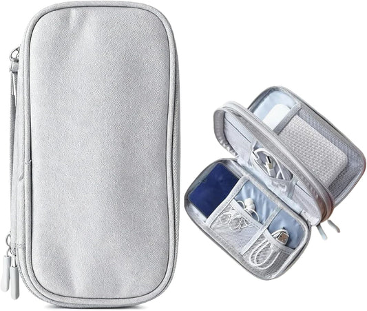 Travel Cable Organizer Tech Pouch: Portable Double Layers Cord Organizer Bag, Waterproof Travel Case Storage Bag for Cord, Charger, Earphone, USB Disk, Electronic Accessories, Travel Essentials