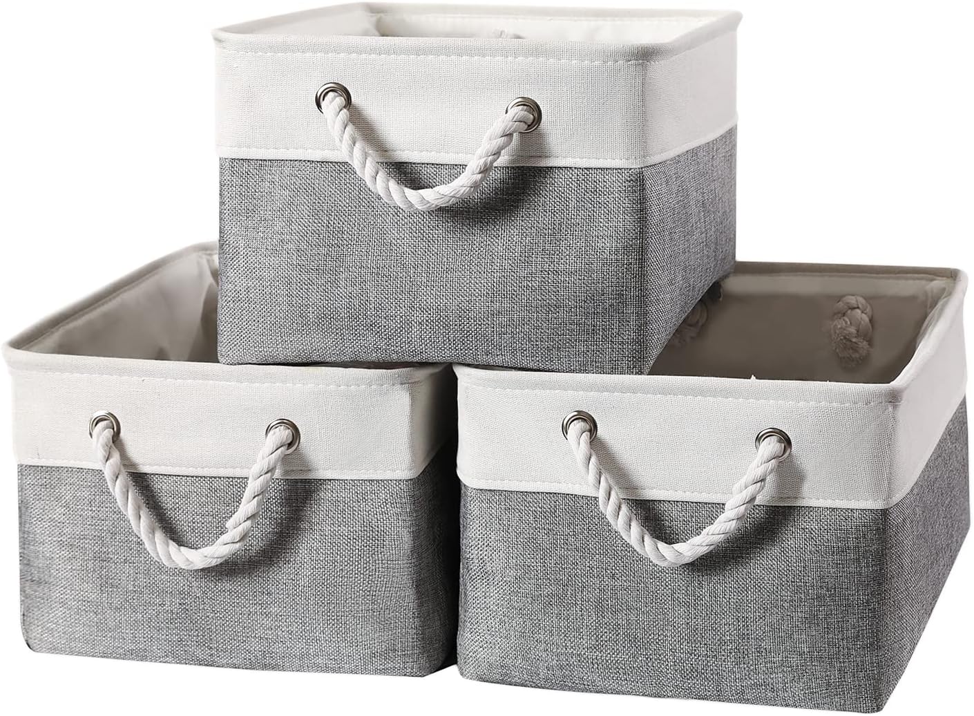 combocube 15.7 x 11.8 x 8.2 Inch Fabric Storage Bins for Shelves, Linen Storage Organizer Storage Basket with Ropes for Laundry, Home, Closet, Office, Clothes, Toys Organizer