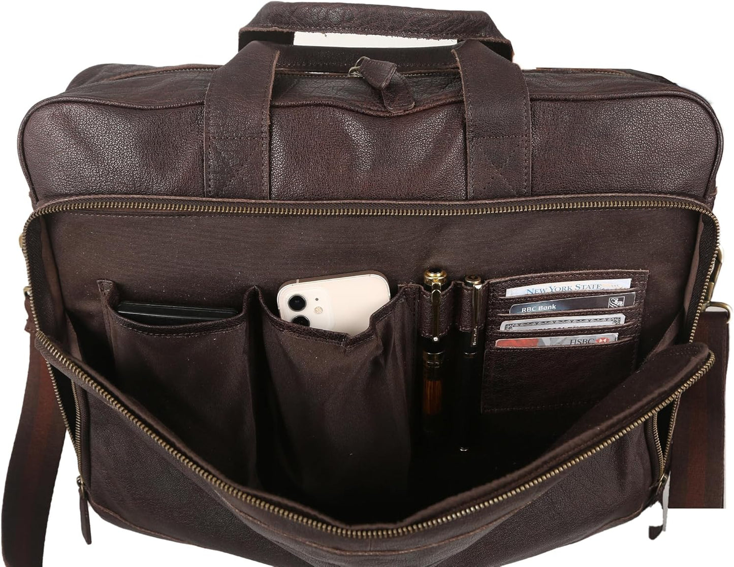 KomalC 16 Inch Leather briefcases Laptop Messenger Bags for Men and Women Best Office Satchel Bag