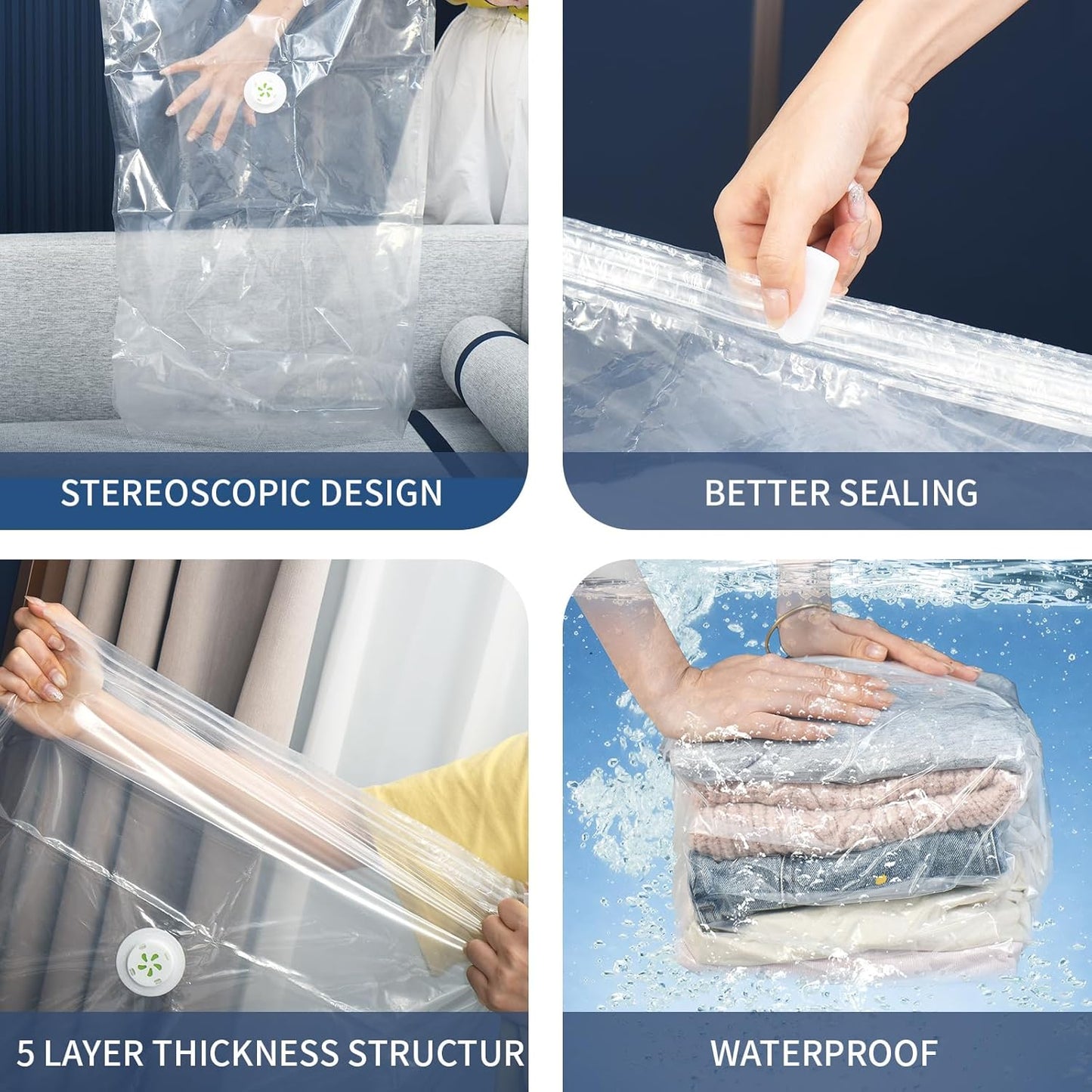 Vacuum Storage Bags, 10 Pack Jumbo Cube Bag (31.4 * 39.3 * 14.9 Inch), 80% Space Saver Extra Large Vacuum Seal Bags for Clothing, Comforters, Blankets, Bedding, Closet Organization Space Saving