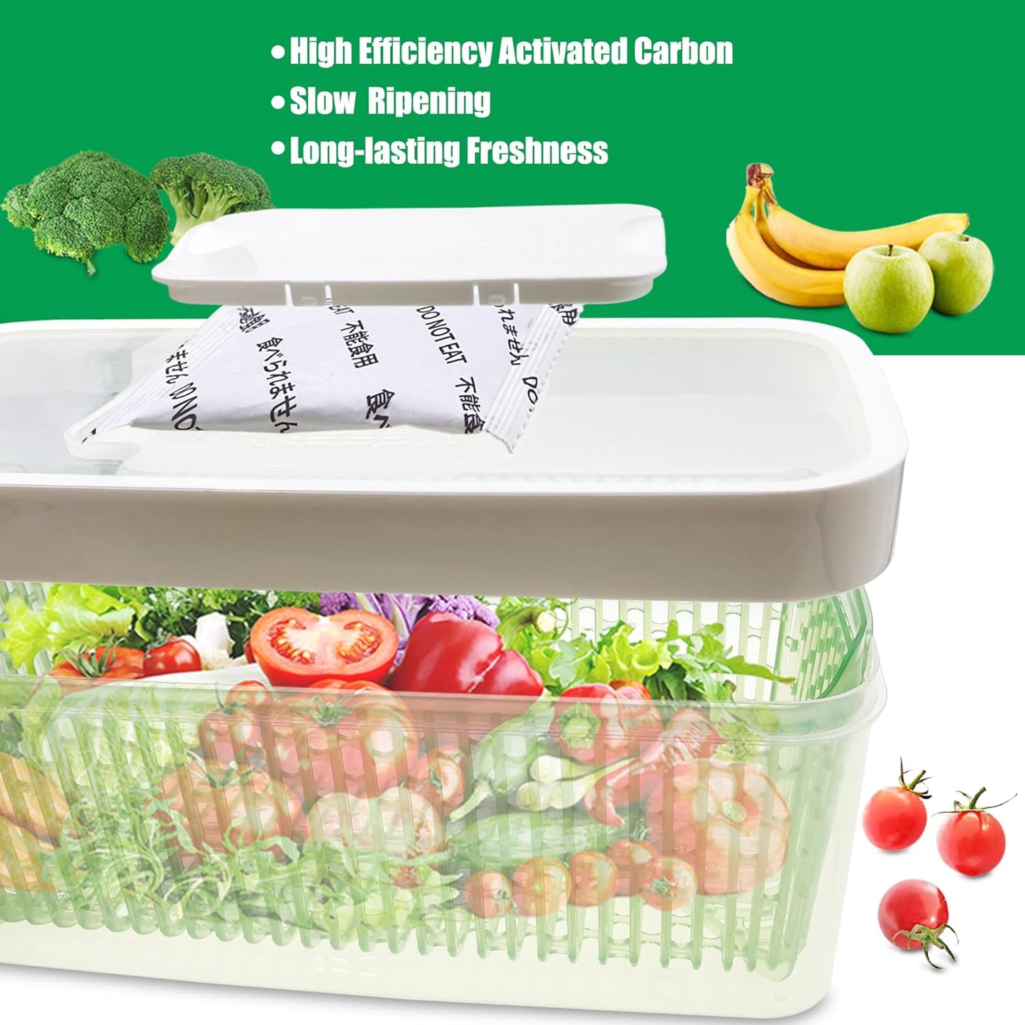 6 Pack Produce Saver Refills Kit for OXO GreenSaver Produce Keepers and Crisper Inserts, Keep Fruits Veg Fresh, Also Compatible with Bluapple Produce Freshness Saver Balls and other Produce Savers