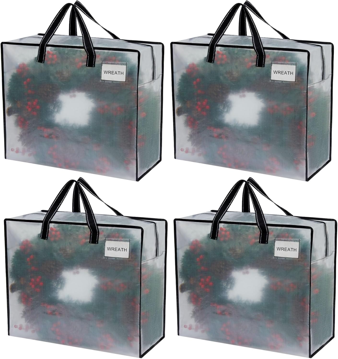 VENO 4 Pack Heavy Duty Moving Bags, Storage Bags, Packing Supplies, Top Zipper, Storage Totes for Camping, Clothes, Bedding, Comforters, Pillows (22 Gallon Clear, 4 Pack)