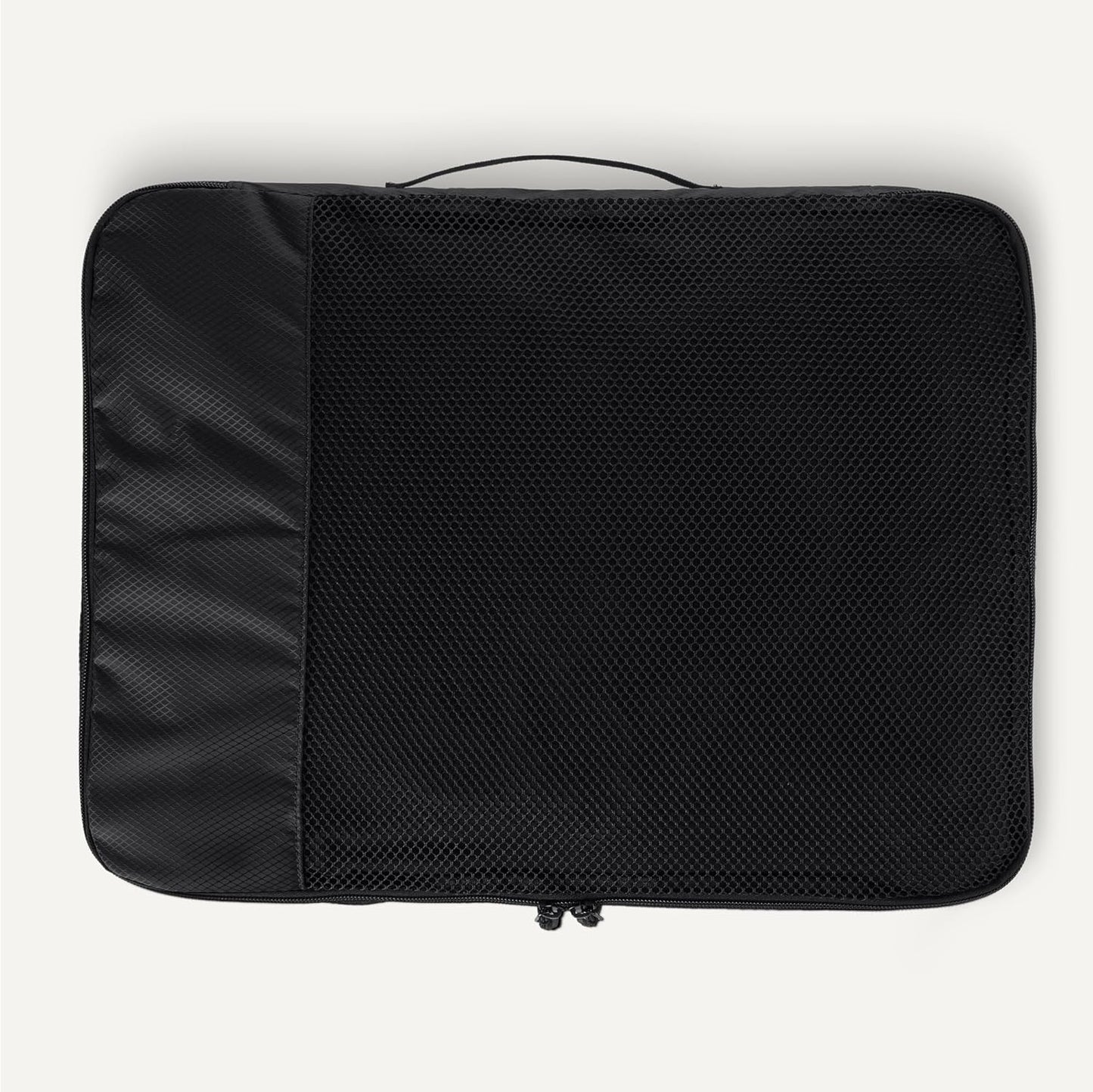 Amazon Essentials 4-Piece Packing Cubes Travel Accessories Set, Luggage Organizer with Double Zipper, Mesh Top, 100% Polyester, Large, Black (Previously Amazon Basics)