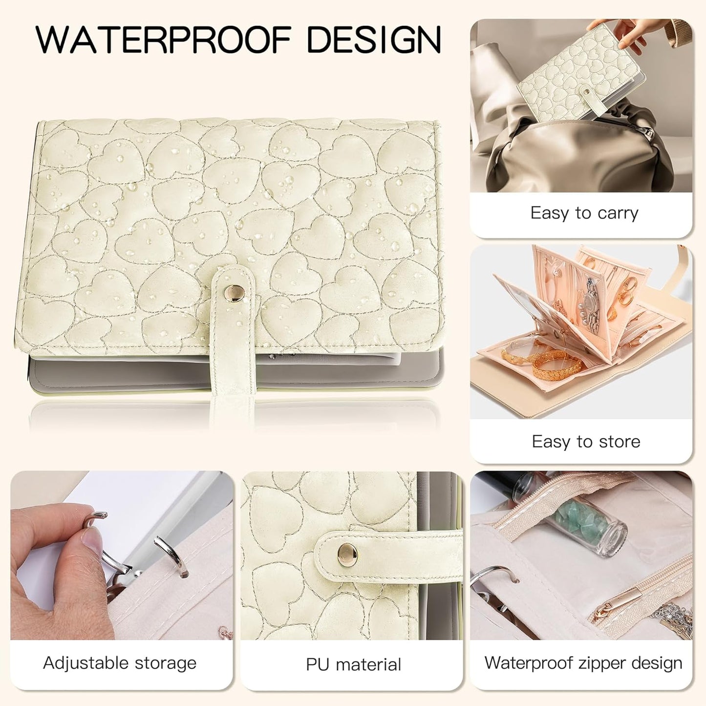 Travel Jewelry Organizer Case,Jewelry Storage Roll Bag for Women,Tangle-Free Portable Storage for Necklaces & Earrings/Rings/Bracelets,Jewelry Storage Book, Waterproof Organizer Bag