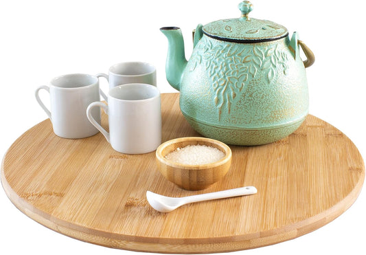 TB Home Lazy Susan Organizer for Cabinet, Pantry or Tabletop – 14" Bamboo Turntable for Kitchen, Counter or Spice Rack Storage