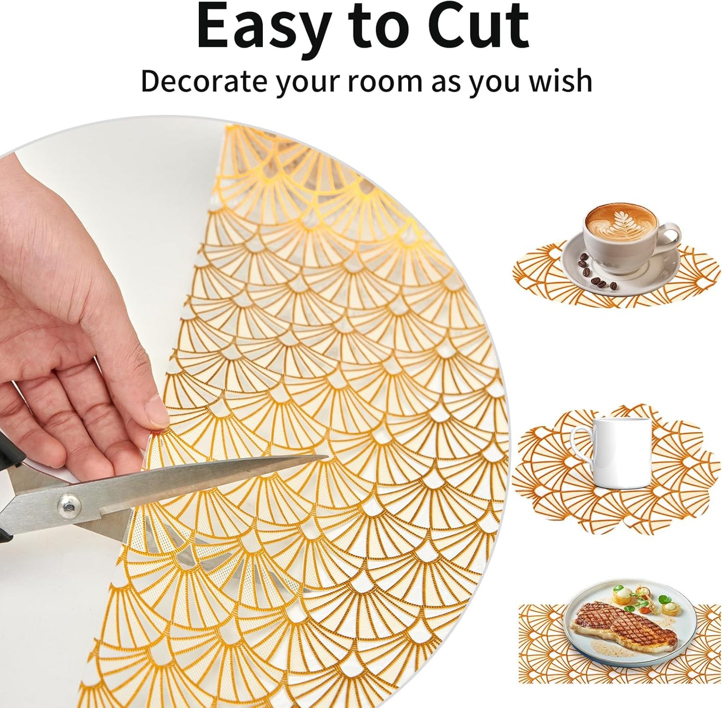 Drawer and Shelf Liner for Kitchen Cabinet: 17 in X 30 Ft Waterproof Shelf Paper Non Adhesive Refrigerator Liners Golden Ginkgo Leaf Easy Liners for Bathroom with Knife Tape Measure