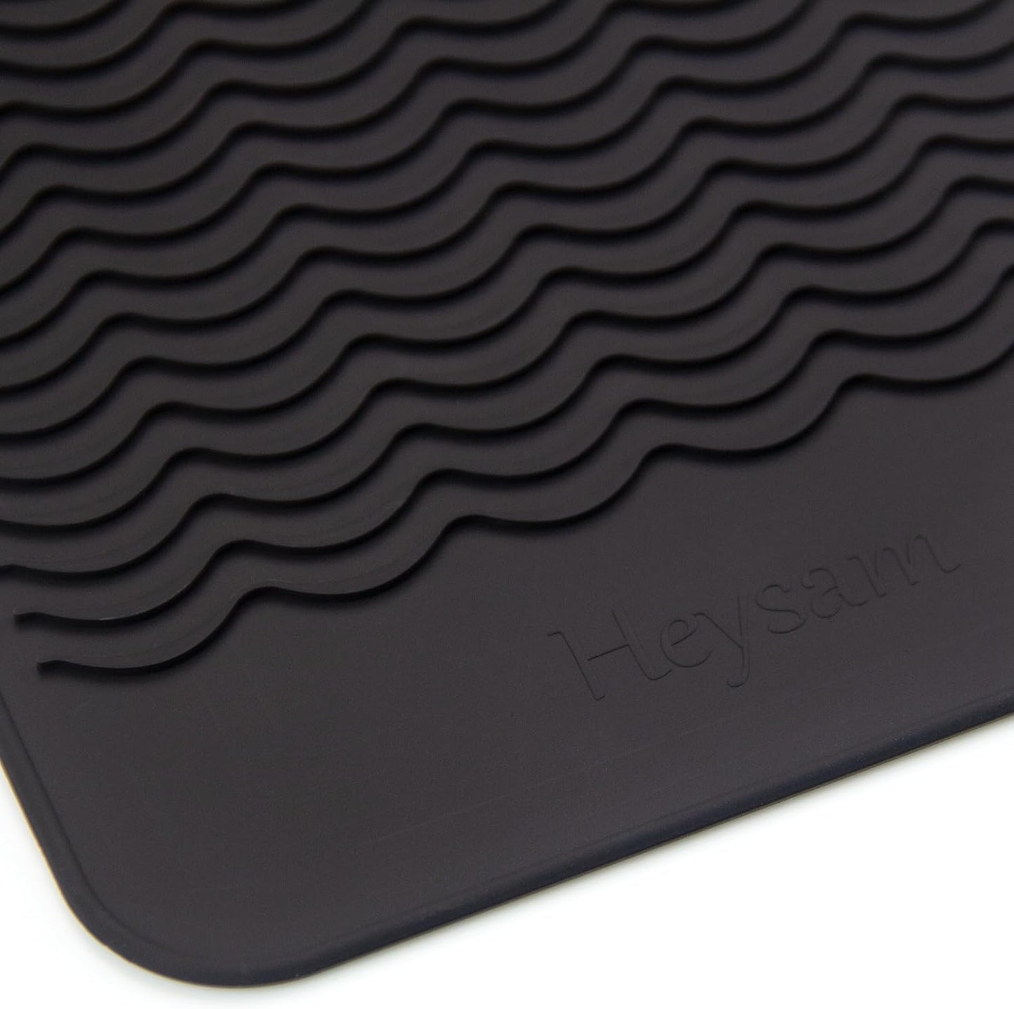 Heysam Heat-Resistant Silicone Mat for Curling Irons, Flat Iron Hair Straightener and Curler 2 in 1 Hair Styling Hot Tools, Flat Iron Travel Case Size 9.0 x 6.5 inches, Black