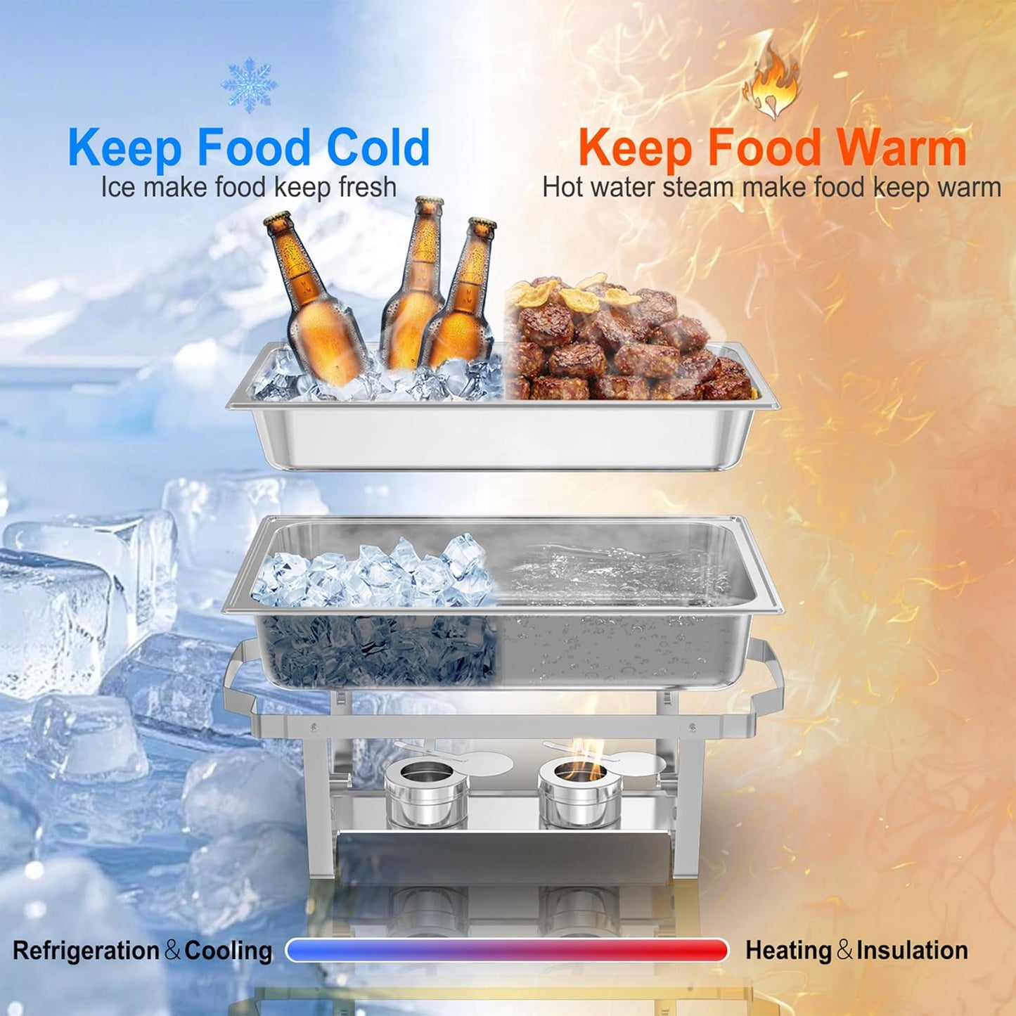 Chafing Dishes for Buffet 2 Pack, 11QT [Large Size and Sturdy] Stainless Steel Food Warmers for Parties Buffet [Silver Colors] Catering Supplies Buffet Display
