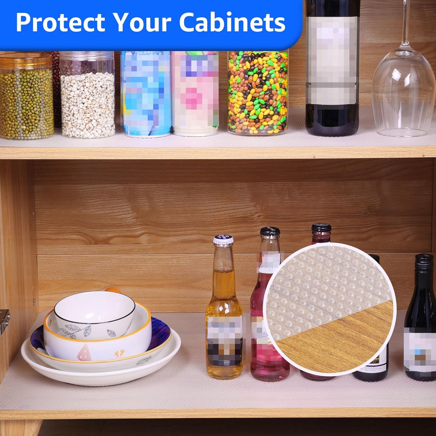 PABUSIOR Clear Cabinet Shelf Liner: Waterproof Bathroom Drawer Mat 17.7 x 96 Inch - Protector Kitchen Cupboard Liners for Closet Pantry Shelves - Easy to Cut Translucent Refrigerator Mats
