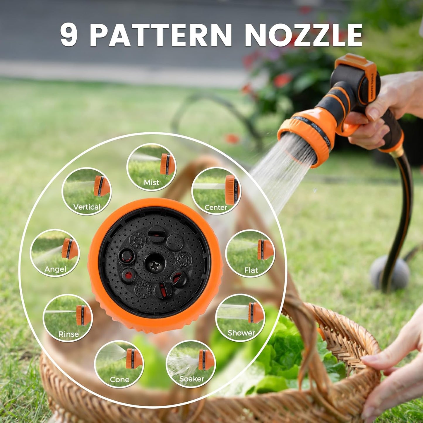 Giraffe Tools AW505/8 Retractable Garden Hose Reel 5/8" x 115+5 ft, Heavy Duty Wall Mounted Water Hose Reel Automatic Rewind, 180 Deg Swivel Bracket, Slow Retraction, 115ft, Dark Grey