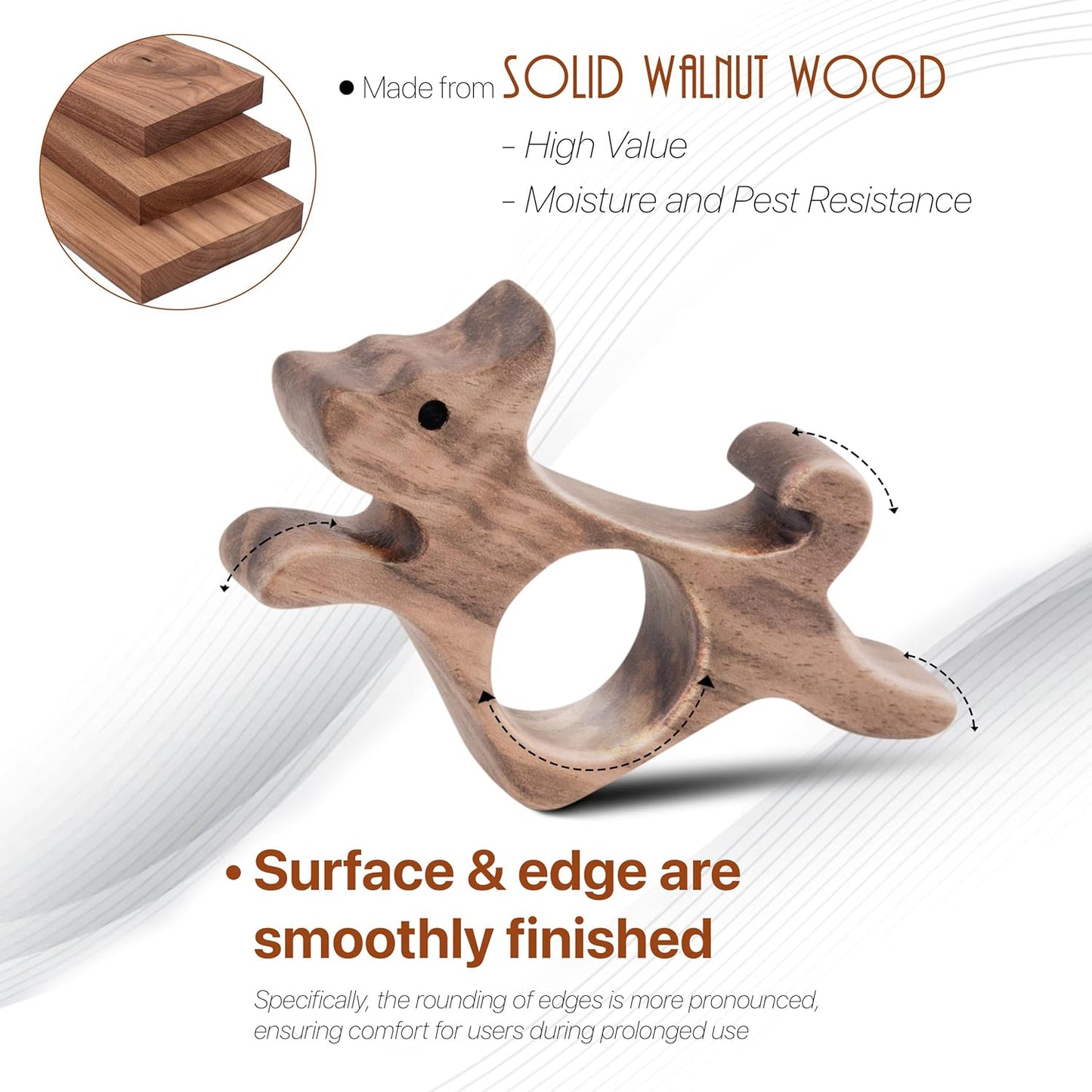 Walnut Dog Book Page Holder, Smooth Finish Wood Book Holder for Reading, Ideal Book Reader Gifts, Book Worm Gifts for Women, Thumb Book Page Holder - for Book Lovers & Literary Gifts (Mini)